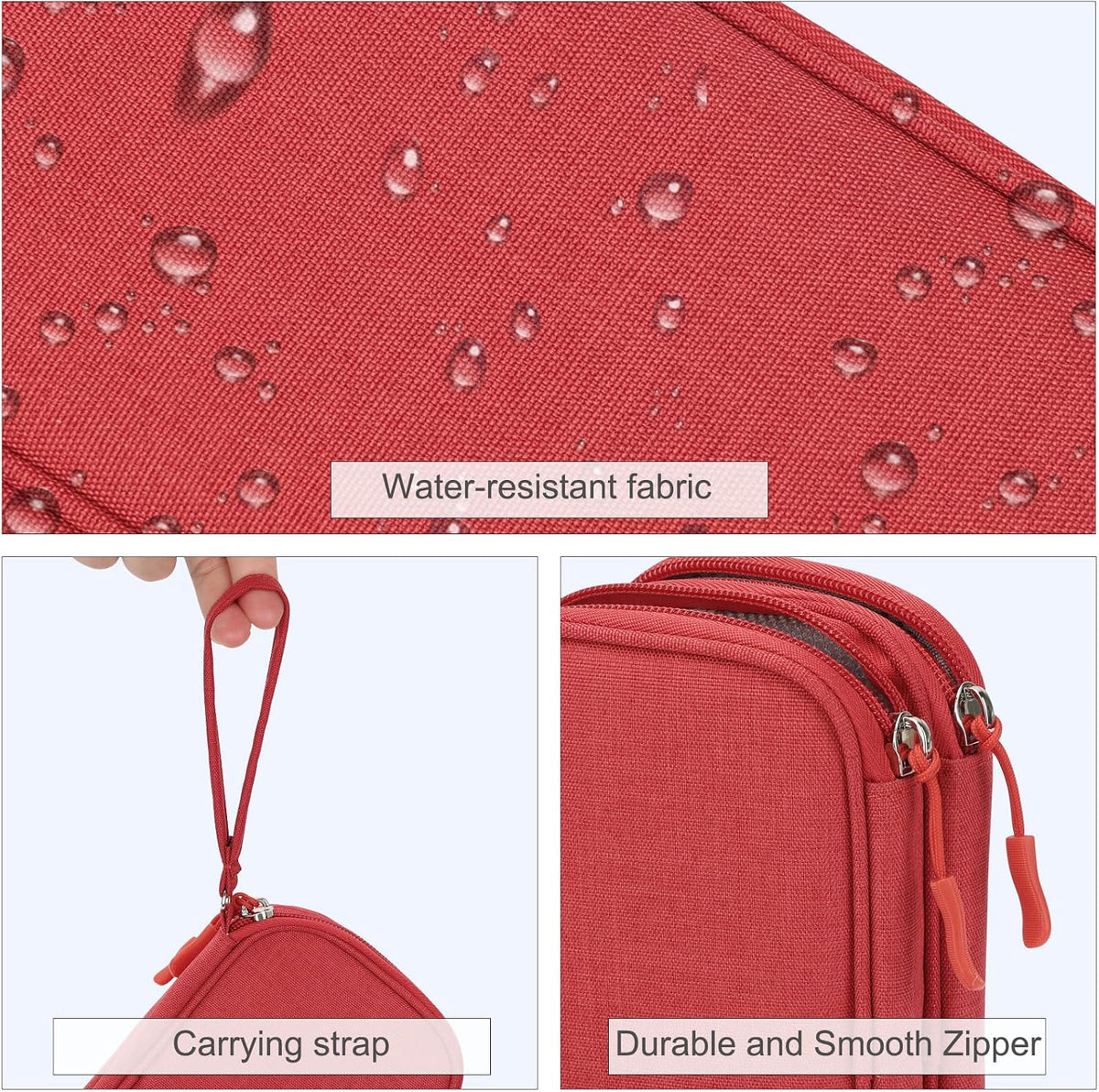 FYY Electronic Organizer, Travel Tech Pouch Bag, Cable Organizer Red