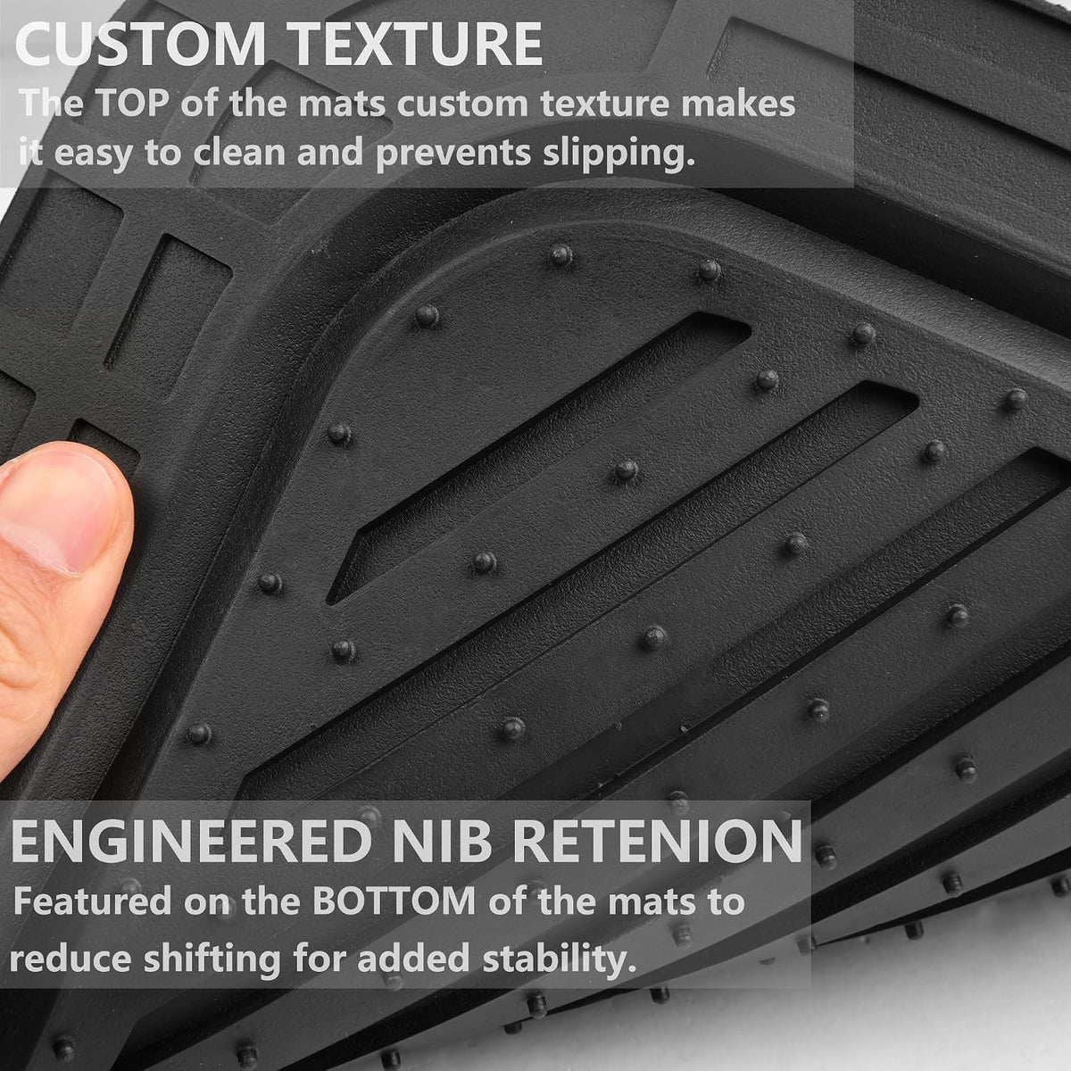 CAR PASS Heavy Duty Rubber Floor Mats 4-Piece Bling Car Mats Full Set - Universal Waterproof Floor Mats for SUV Truck, Durable All Weather Car Mats, Automotive Mats for Women Glitter Silver