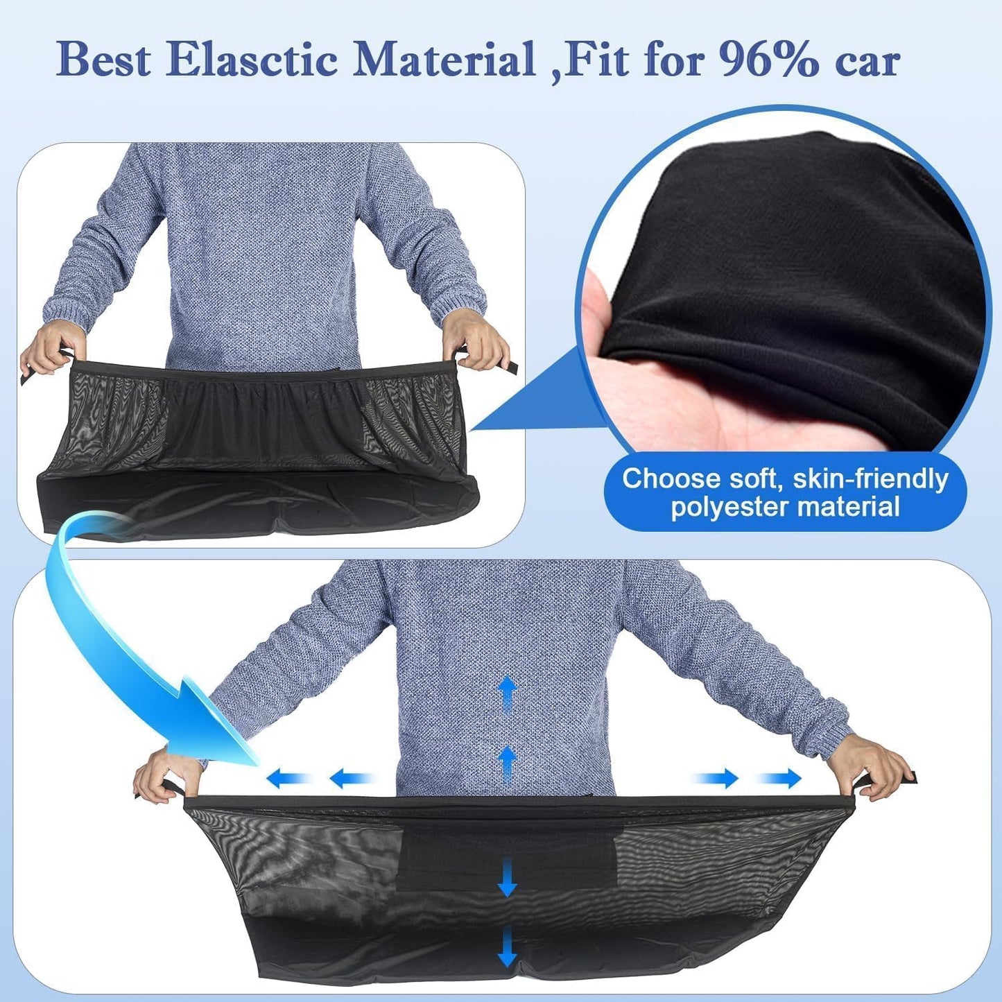 Car Rear Side Window Shades,2 Pack Breathable Mesh Car Window Screens Sun Shades Covers for Camping,Fit for 96% of Cars, Block Sun Glare,UV Protection,Privacy Protection