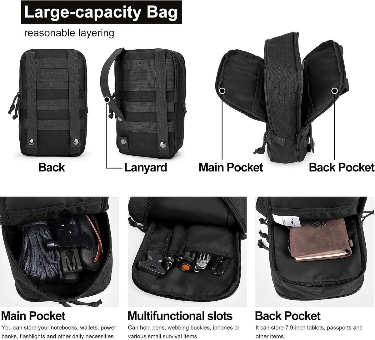 Mardingtop Molle Tactical Utility Pouch, EDC Admin Pouch Bag, Molle Attachment Military Modular Attachment