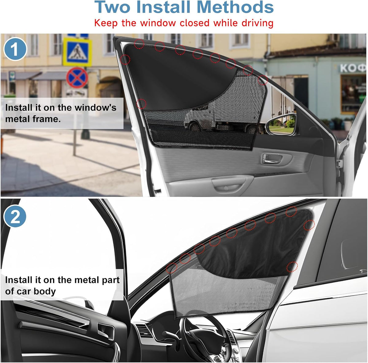 2 PCS Car Window Shades, Magnetic Double Layer Car Side Window Sun Shades with Full Shade/Half Shade, Front Window Covers for Driver,Car Accessories