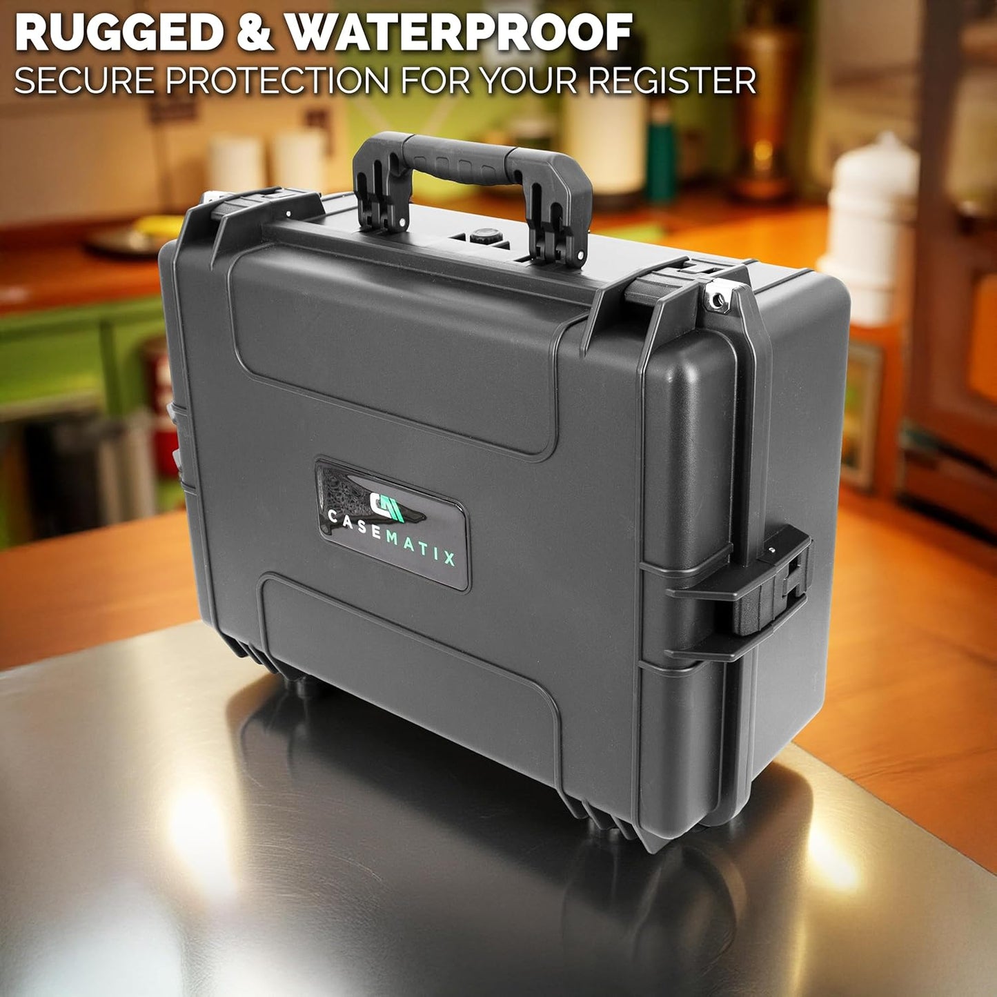 CASEMATIX IPX7 Waterproof Hard Case Compatible with Square Register POS System 1st & 2nd Generation Powered by Square POS, Shockproof Carrying Travel Storage Case for POS Stand, Printer & Accessories