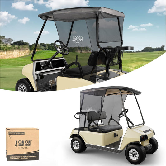 10L0L 2 Passenger Golf Cart Sun Shade Cover for EZGO TXT RXV & Club Car DS Precedent Tempo - Foldable UV Protection Cover Heat Blocking Design, Black