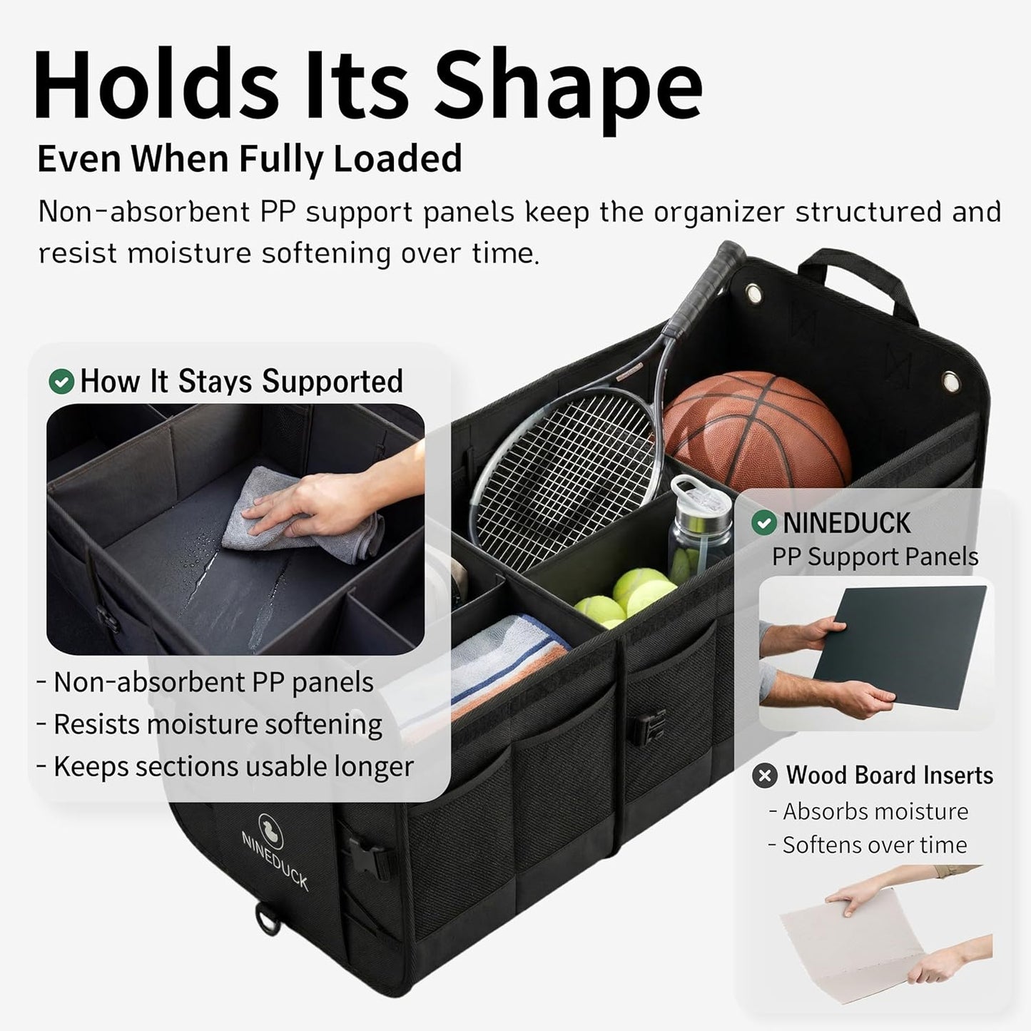 1680D Trunk Organizer with Lid, Extra-Large 114L Collapsible Cargo Organizer for SUVs, Trucks & Large Cargo Areas, Rigid PP Panels, 800D x 800D Weave, Water-Repellent, Anti-Sag Design