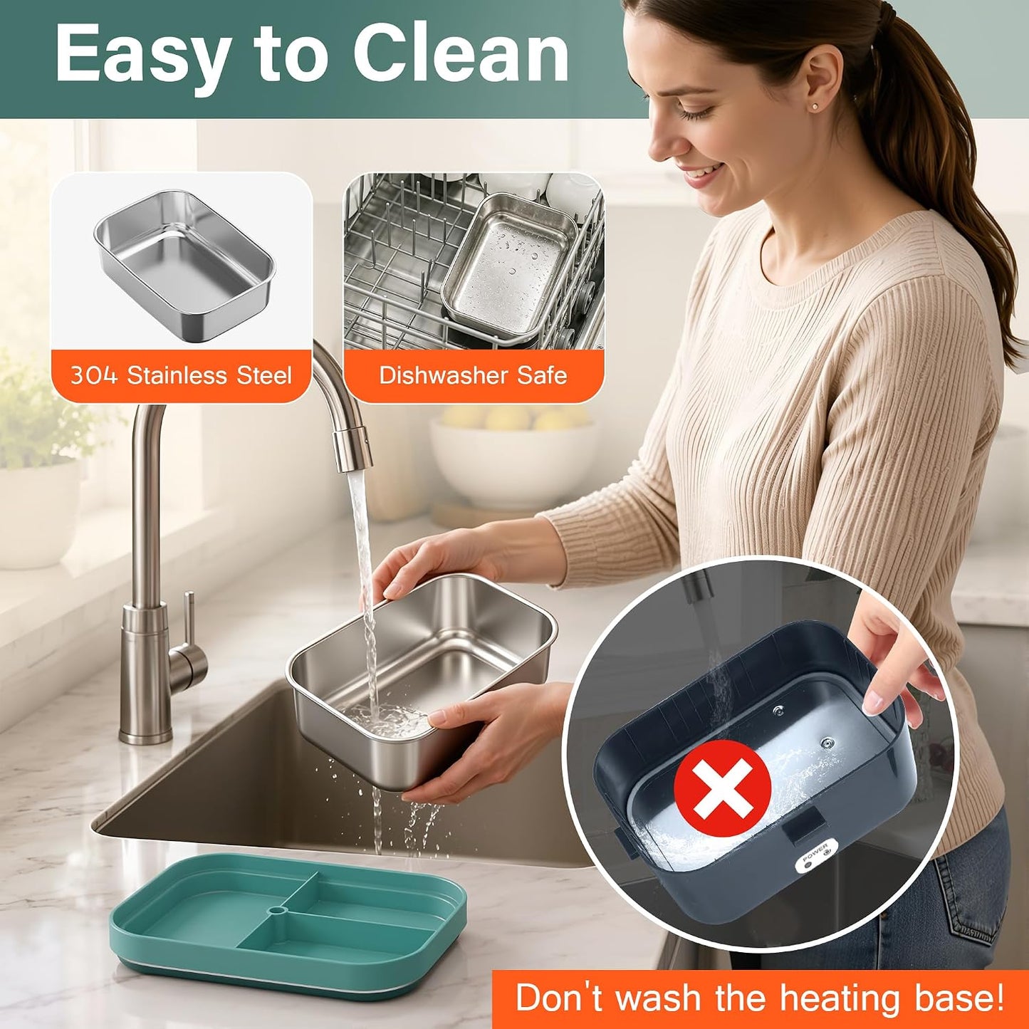 2.8L Electric Heated Lunch Box - 100W Portable Food Warmer for Adults, Leak-Proof & Dishwasher-Safe, Ideal for Car, Truck, Travel, Work, Gift for Men & Women