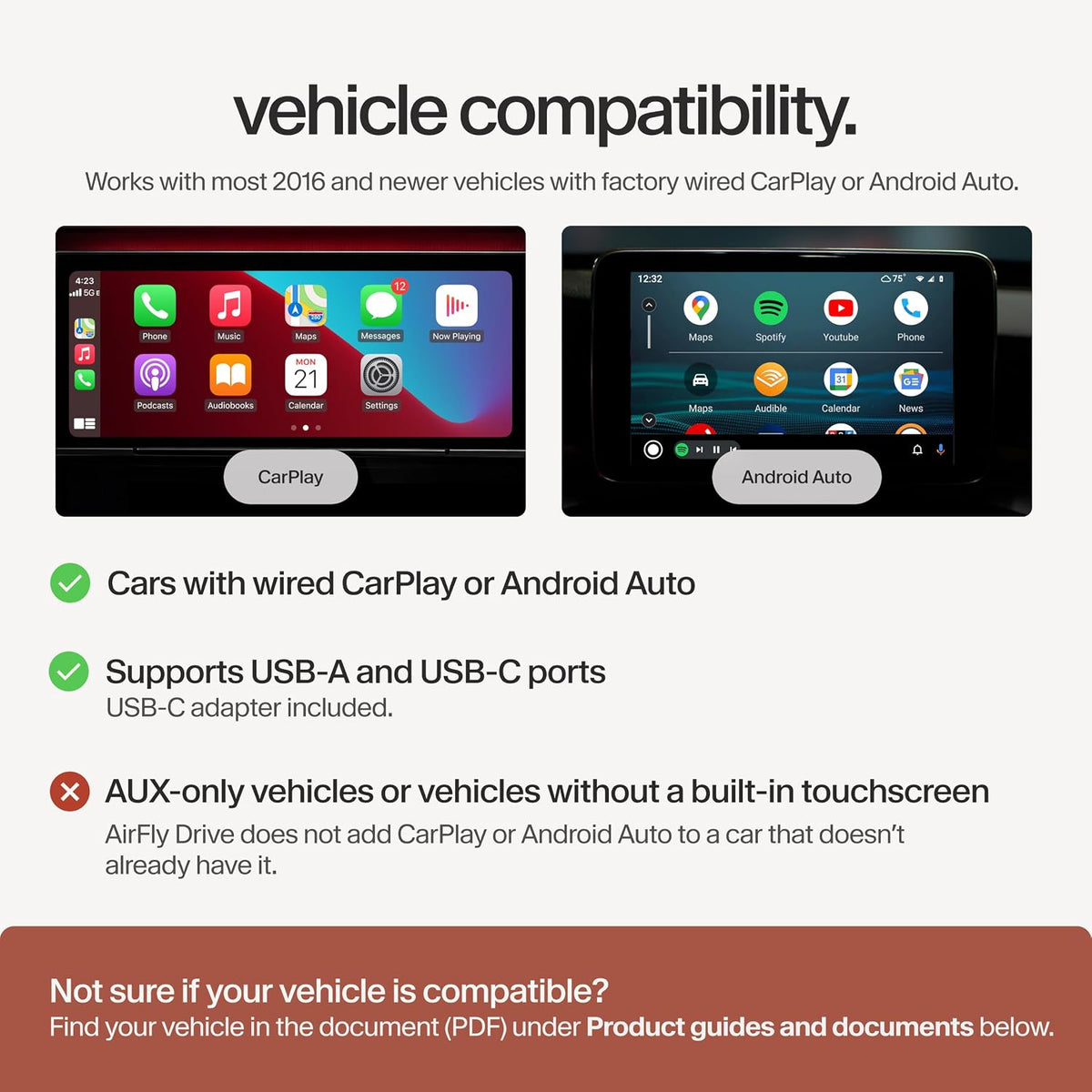 Twelve South AirFly Drive Wireless CarPlay & Android Auto Adapter, Black