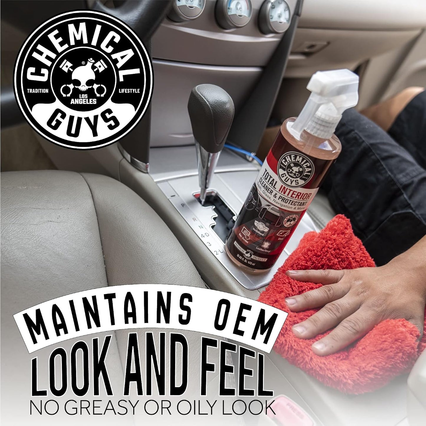 Chemical Guys, Total Interior Cleaner &amp; Protectant, Black Cherry, 16 oz | Cleans leather, vinyl, plastic and glass in one step with a Black Cherry scent and a fresh, factory-style finish