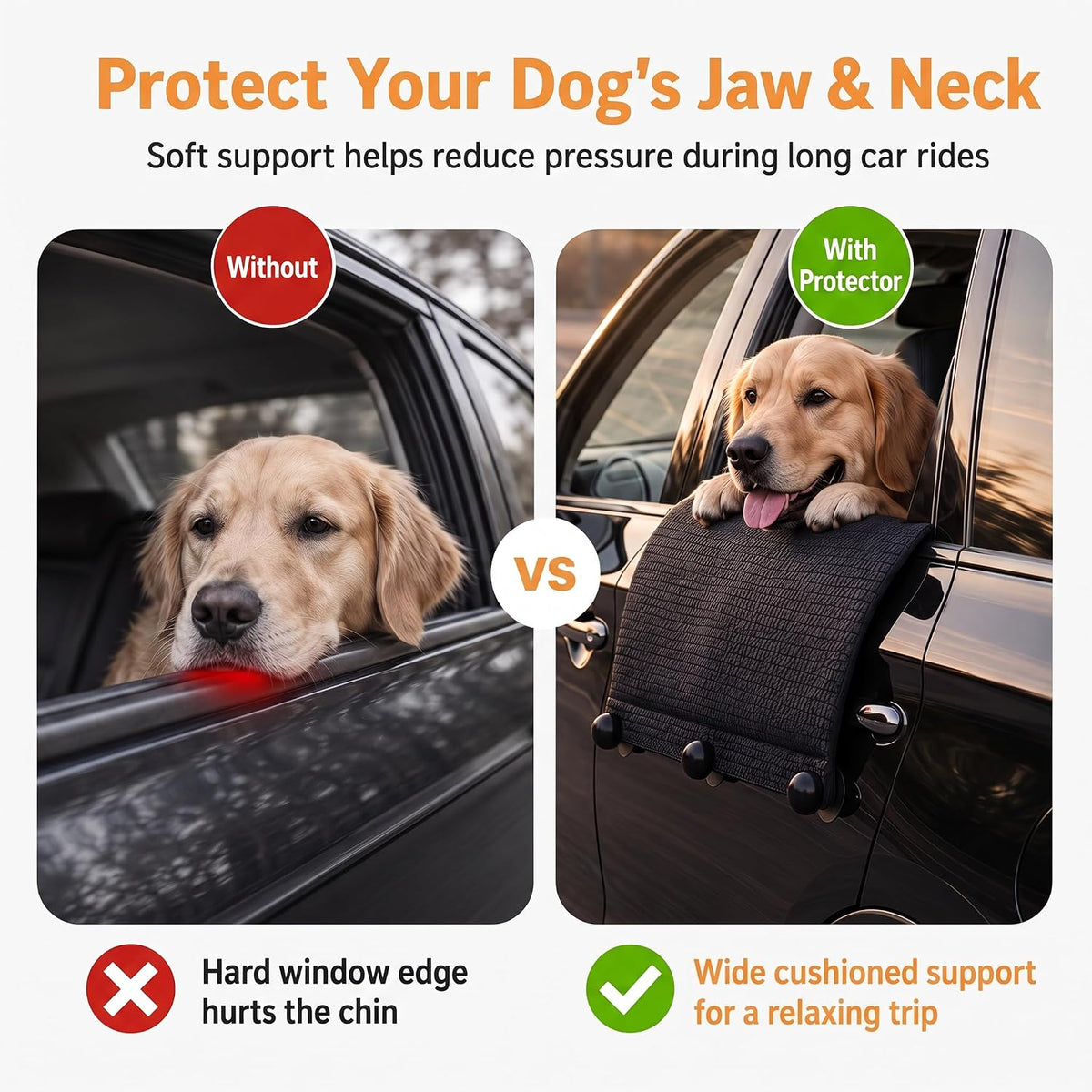 Dog Car Window Sill Protector Pad, Secure Fit Chin Rest for Dogs