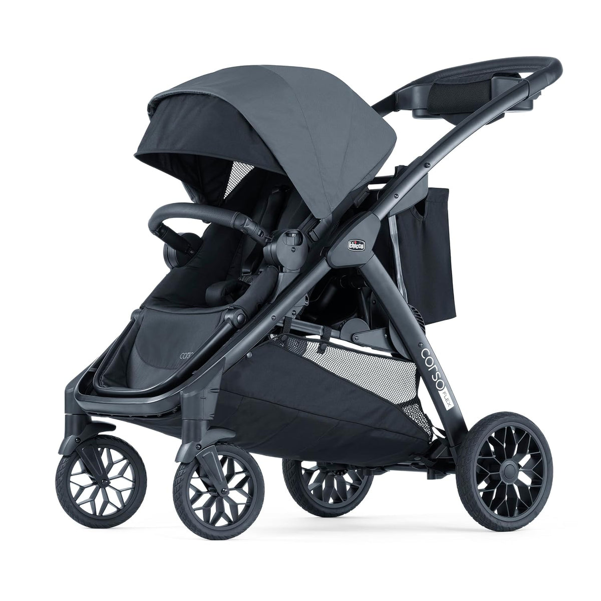 Chicco Corso Flex Infant Car Seat Adapter/Basket for Corso Flex Convertible Stroller, Compatible with Any Chicco Infant Car Seat, Black/Black
