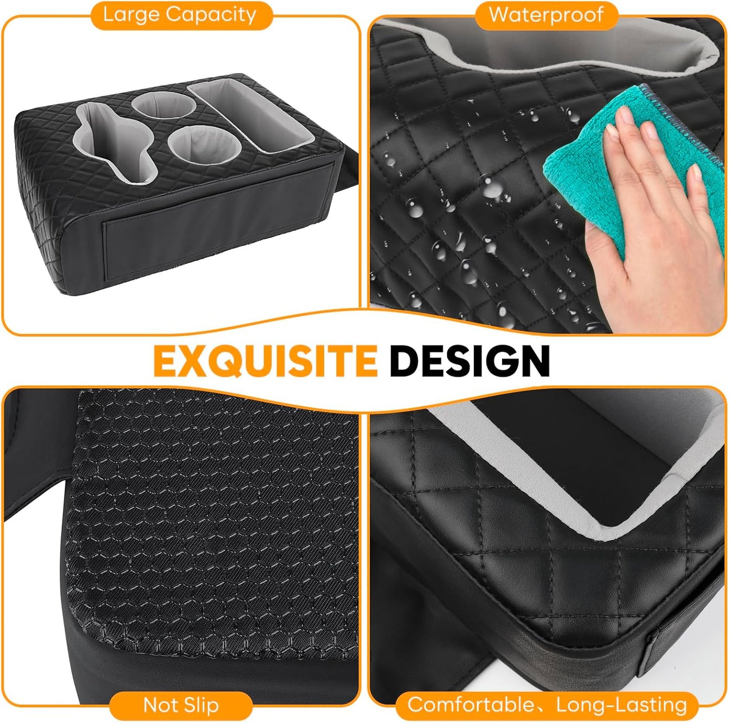 Back Seat Cup Holder for Car, Truck Bed Organizer, Car Truck Boat Organizer, Couch Cup Holder Expander Tray Holds Fit for Coffee Drink Food Snacks Remote with Side Pockets