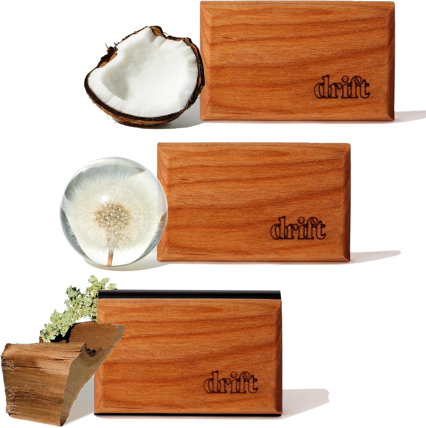 Drift Car Air Freshener - The Original Wood Air Freshener - Car Odor Eliminator - Long Lasting Scent - Auto Accessories - Metal Clip - Essential Oils - Clean Ingredients - Open Air Scent Starter Kit
