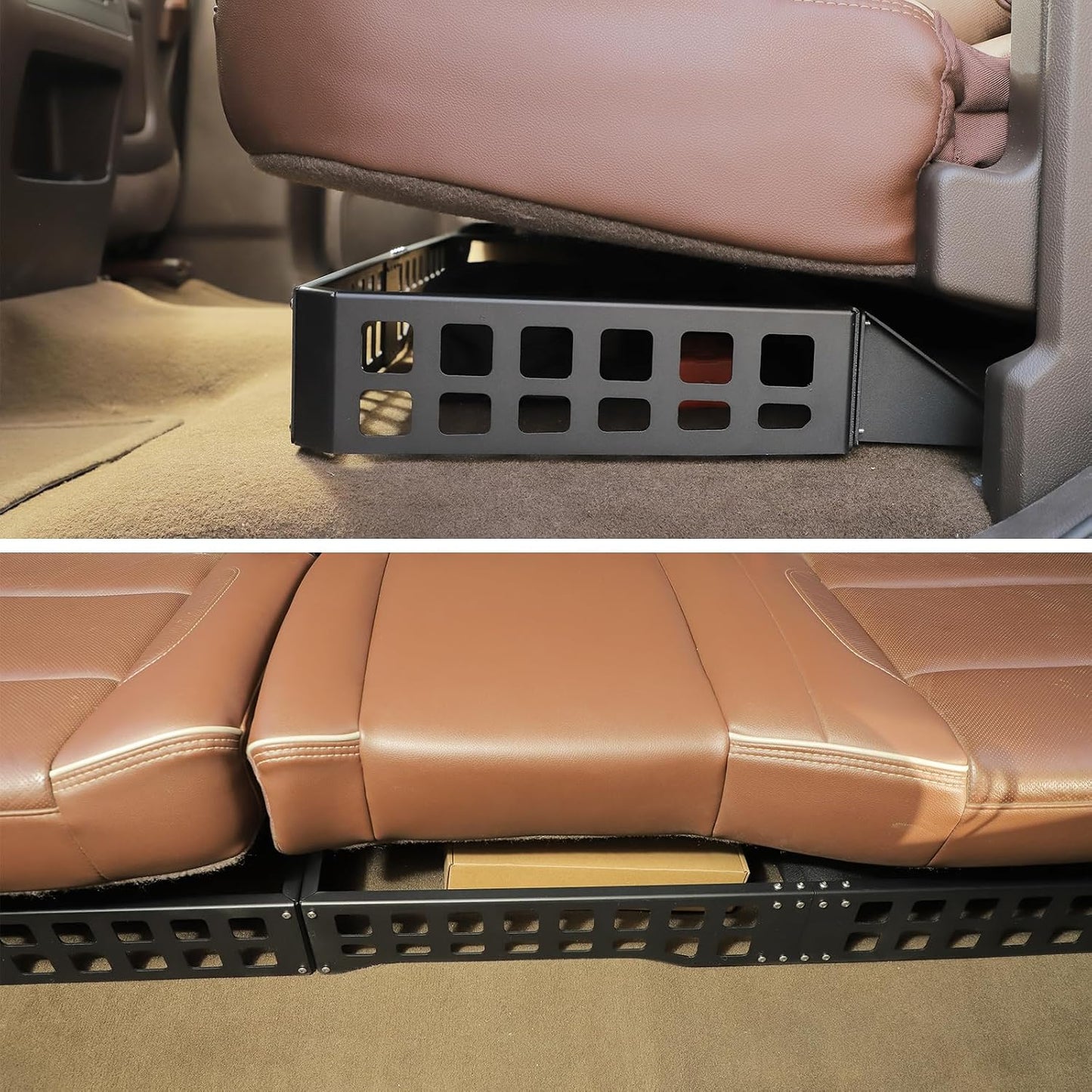 Linskip Under Seat Storage Compatible with 2014-2018 Chevy Silverado & GMC Sierra 1500 & 2015-2019 2500HD 3500HD, Modular Storage Solution with MOLLE Panel for Organized Utility, Underseat Organizer