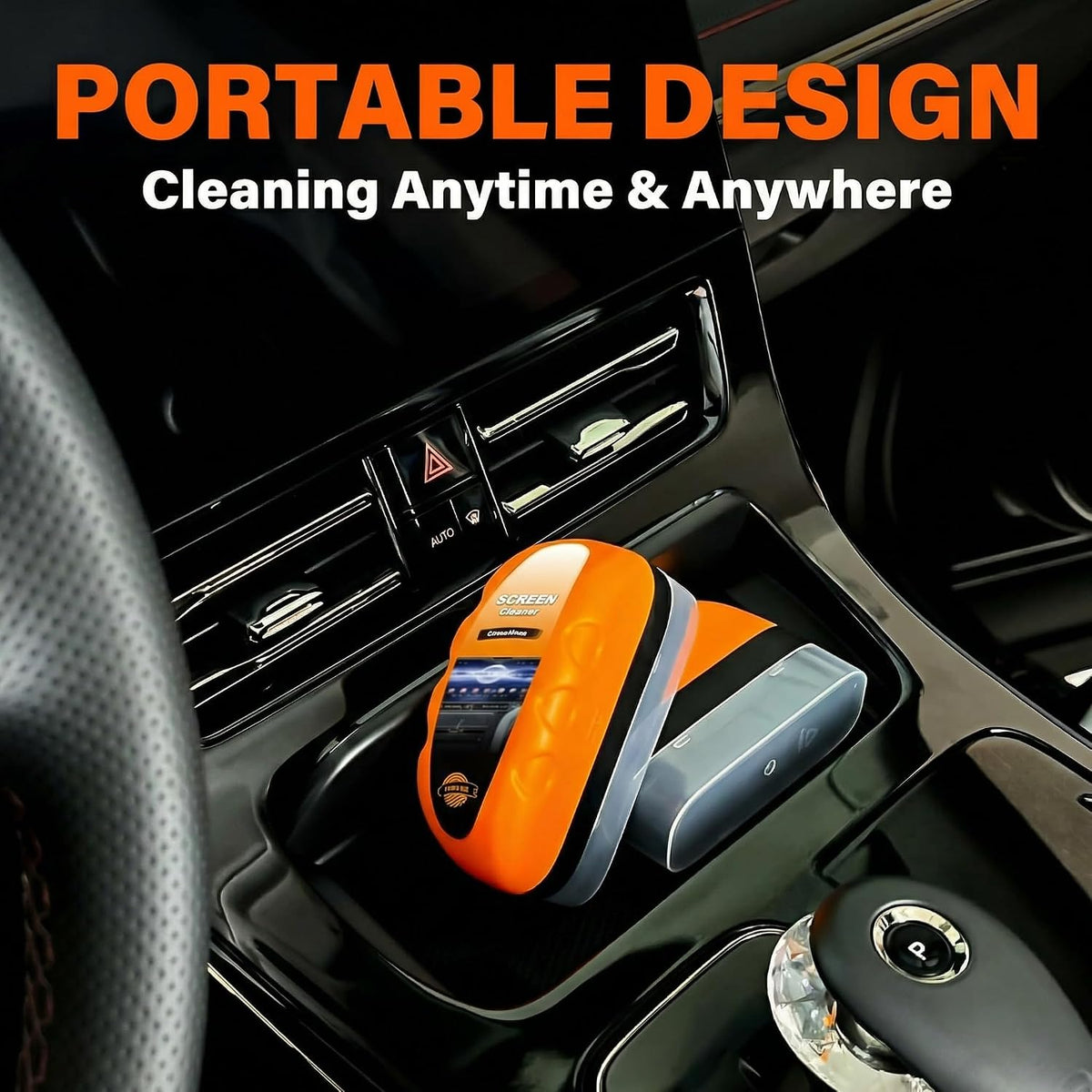 Car Screen Cleaner with Built-in Sponge | Effortlessly Removes Fingerprints, Dust and Make-up Stains | Anti Static Formula Safely Works on TV, Laptop, Computer Monitor, Phone, Dashboard & Console