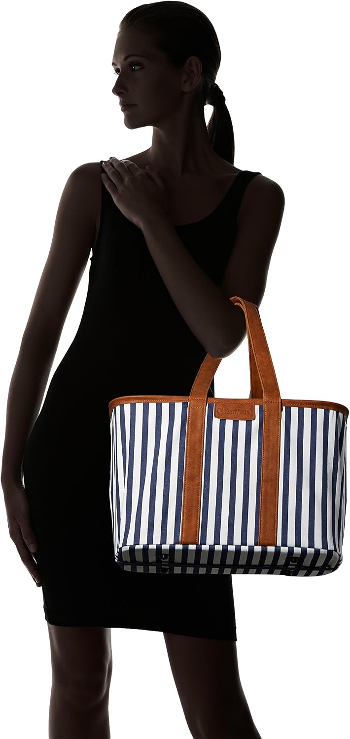 CleverMade Collapsible LUXE Tote, 30L Foldable Grocery Shopping Bag, Reusable