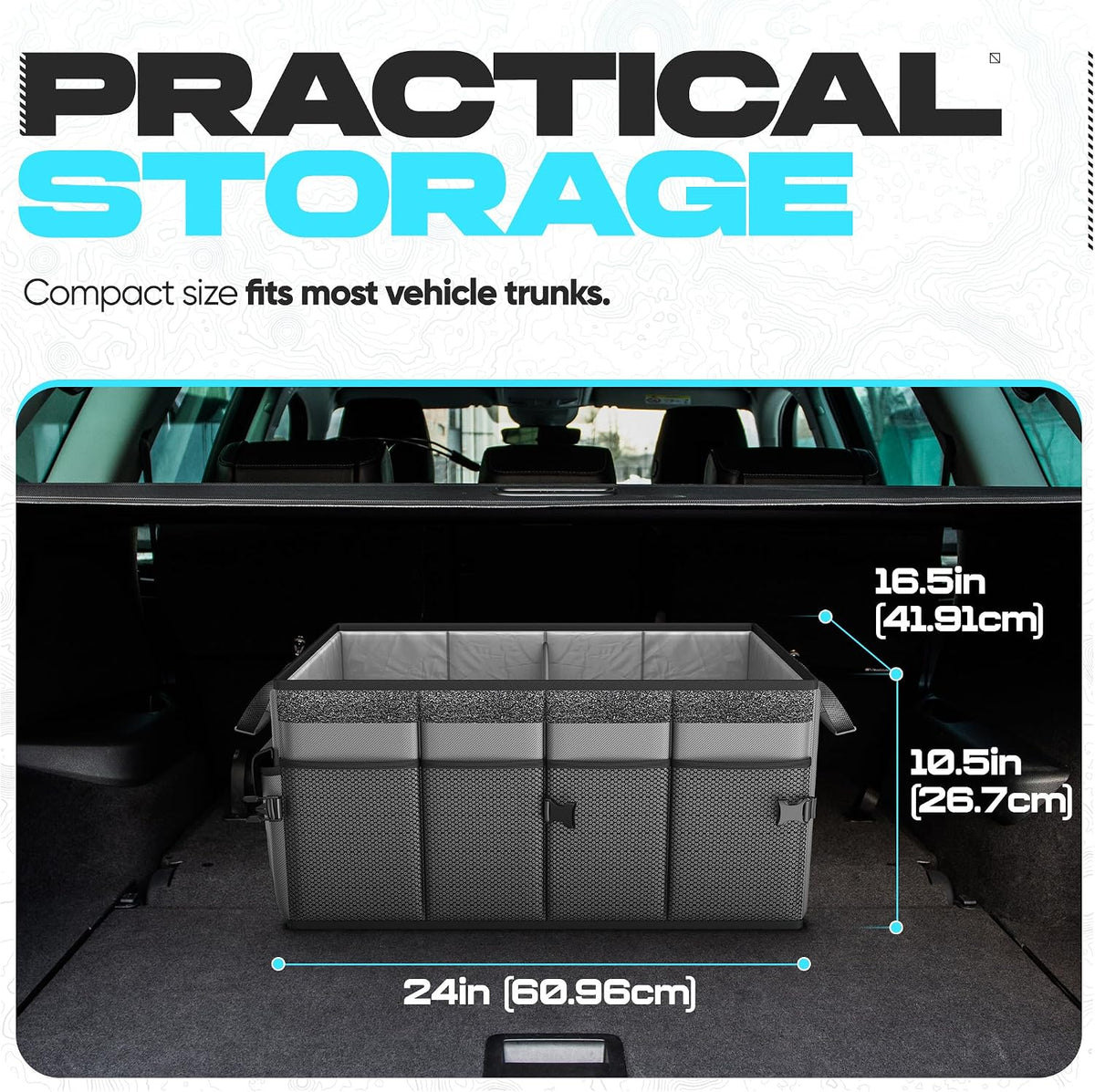 FORTEM Trunk Organizer - Foldable Car Organizer & Storage for SUVs & Trucks