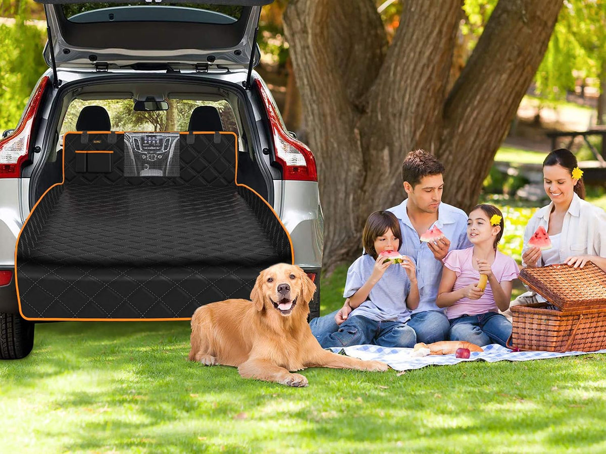 Dog Cargo Liner for Large SUV, Waterproof Dog Cargo Cover with Bumper Flap Protection Durable Car Trunk Mat for Pets Keep Your Vehicle Trunk Clean Universal Fit X-Lager SUV Car Seat Cover