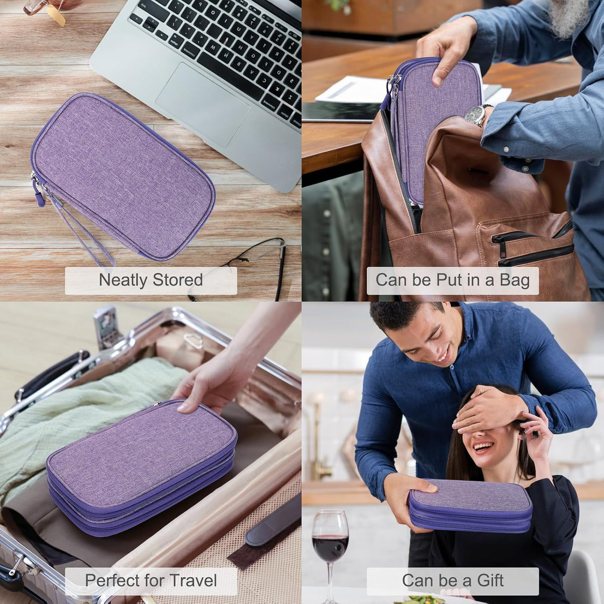 FYY Electronic Organizer, Travel Tech Pouch Bag, Medium, Dark Purple