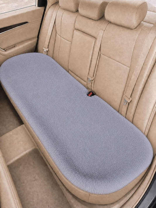 Winter Soft Warm Faux Rabbit Fur car seat Cushion,Universal fit Plush Front and Back Fuzzy car seat Pads Cushion Cover Protector - 1pcs (Back seat 1pcs,Gray)