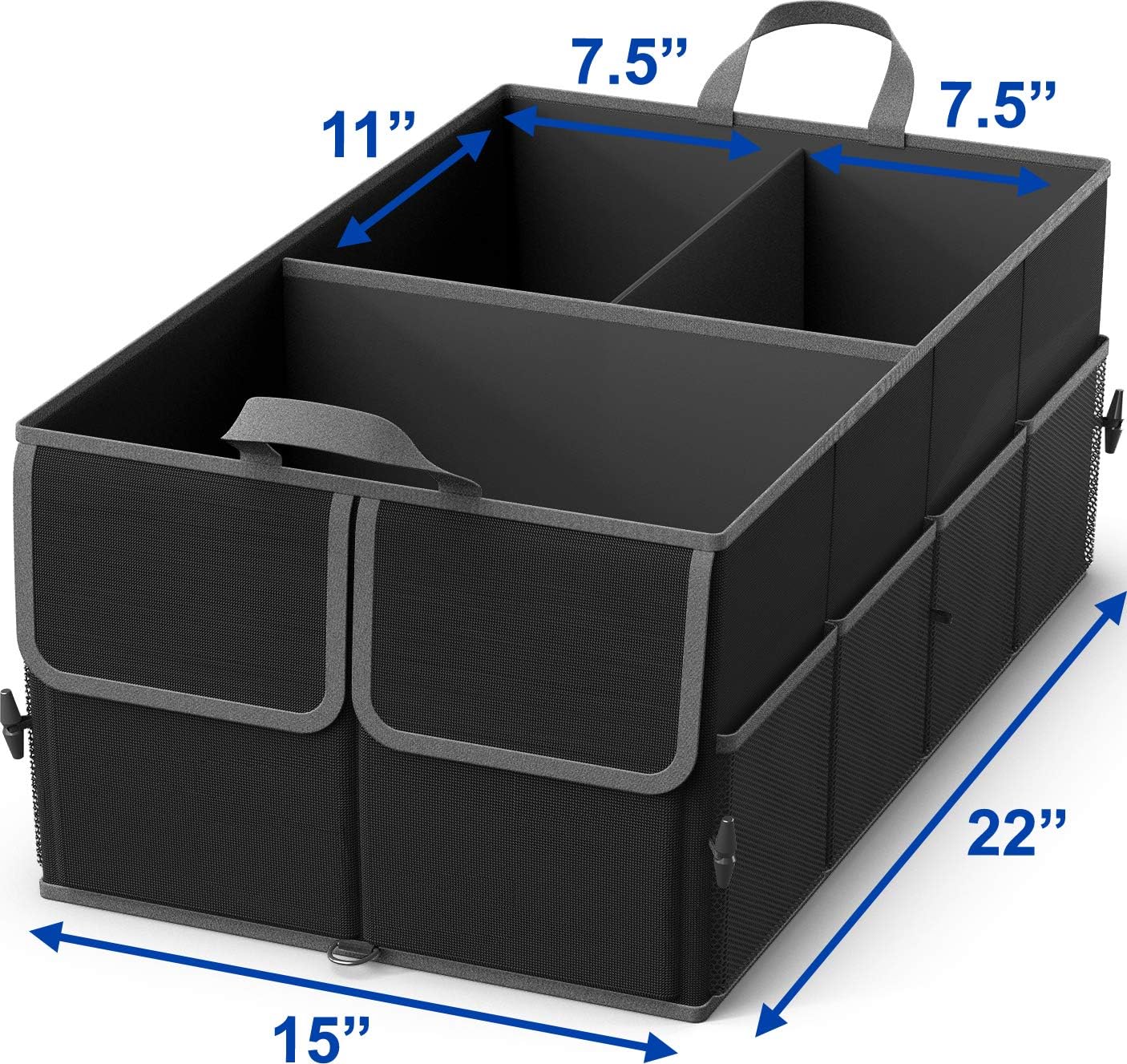 EPAuto Foldable Car Trunk Organizer, 3-Compartment with Removable Divider, Black