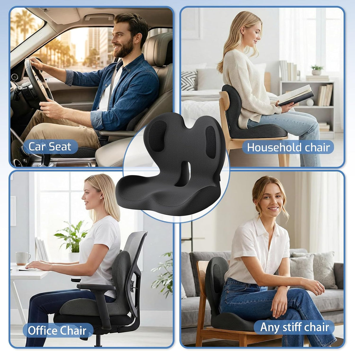 Ergonomic Seat Cushion with Lumbar Support Pillow for Office and Car