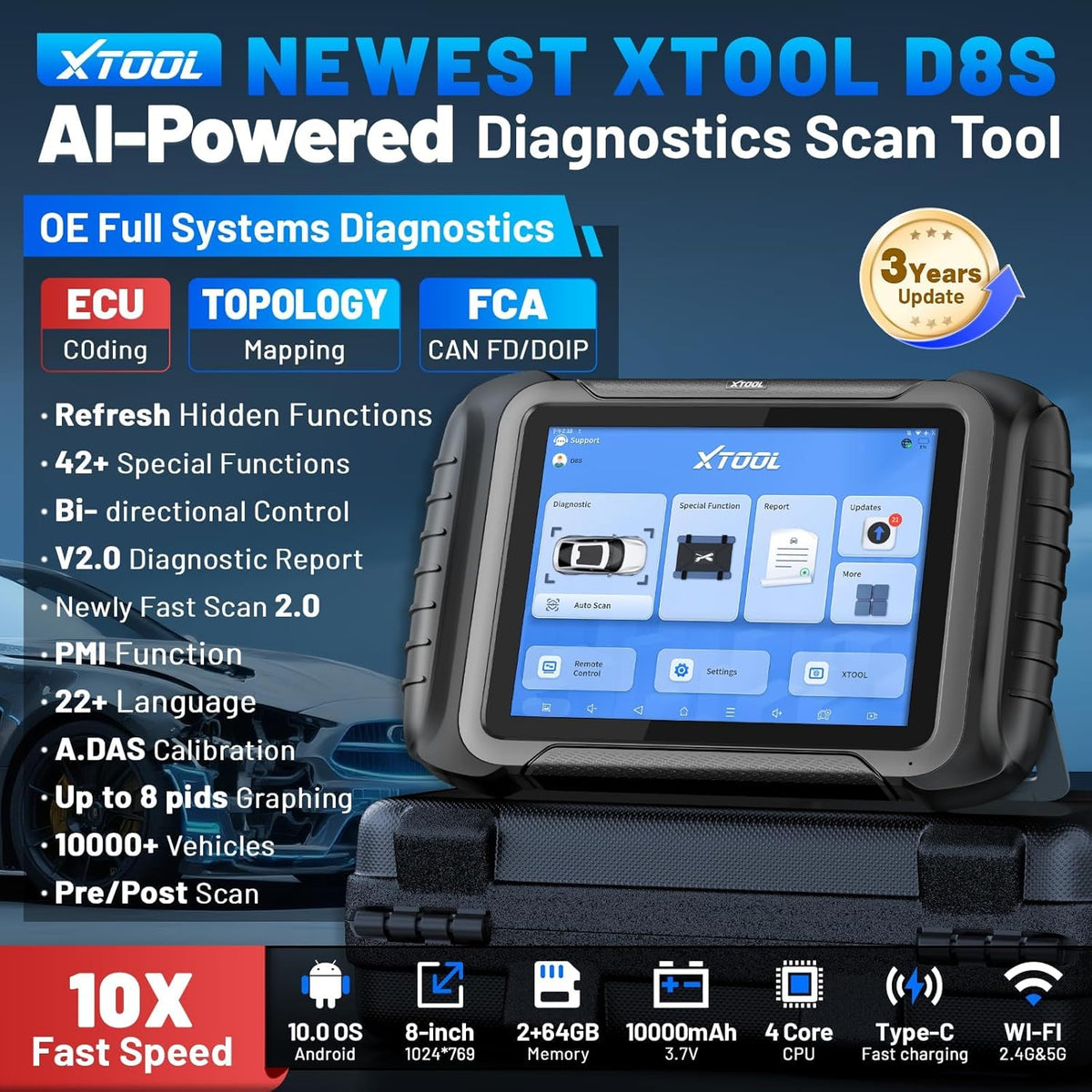 XTOOL D8S Bidirectional Scan Tool: 2026 AI-Assisted OBD2 Scanner