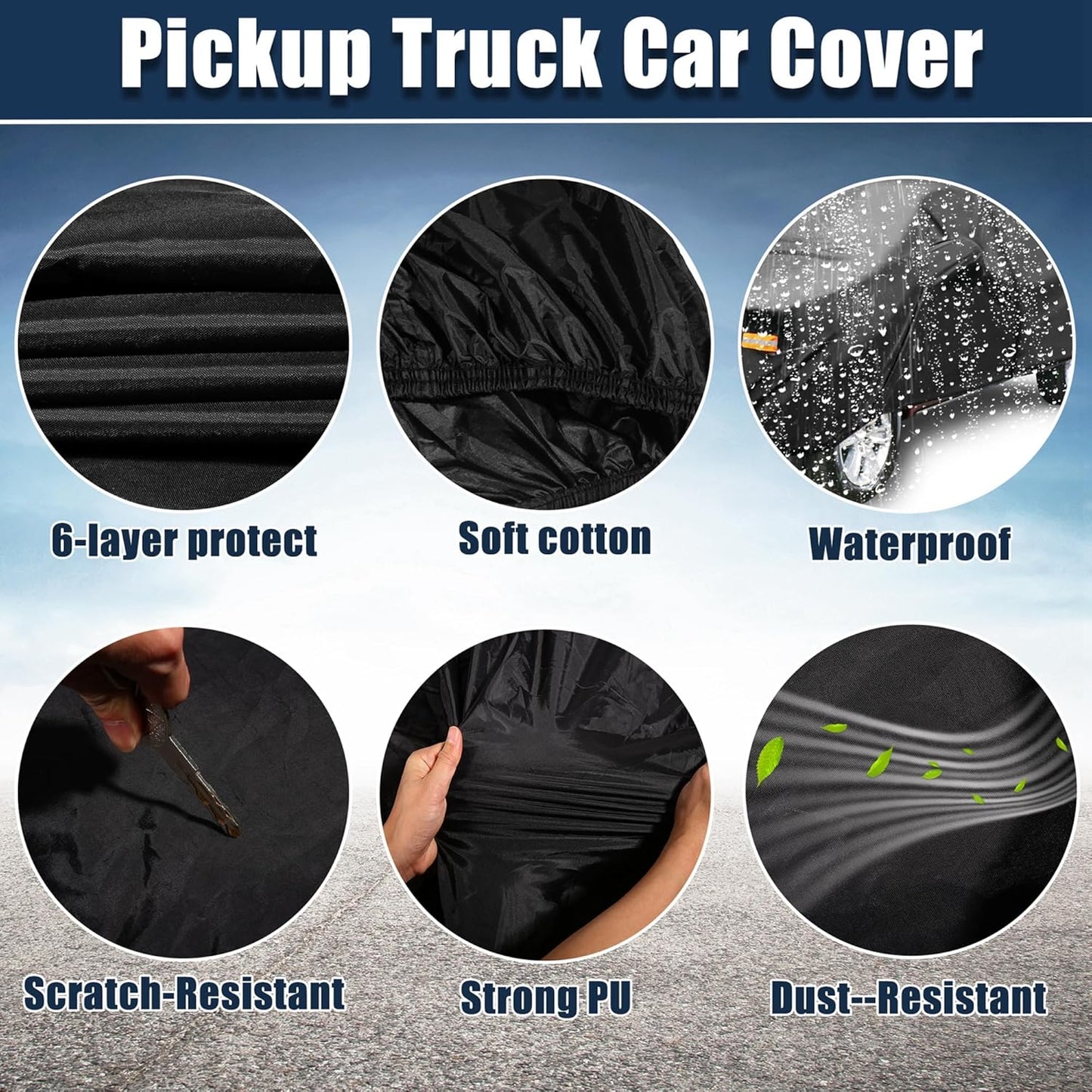 X AUTOHAUX SUV Car Cover for Chevrolet Tahoe 4 Door 2007-2024 Outdoor Waterproof Sun Rain Dust Wind Snow Protection 190T PU with Driver Door Zipper Black