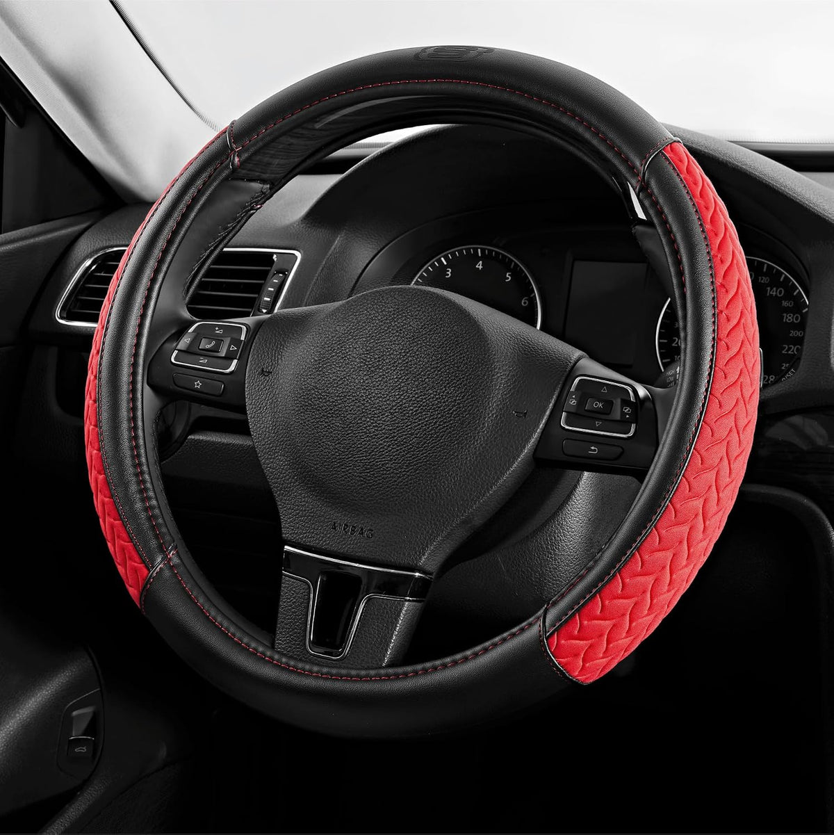 Skechers Steering Wheel Cover,Max Cushioning Leather Steering Wheel Cover Universal Fit 14" 1/2-15" Car Wheel Protector for Men Women Fit Suvs,Vans,Sedans,Car,Trucks,Mint