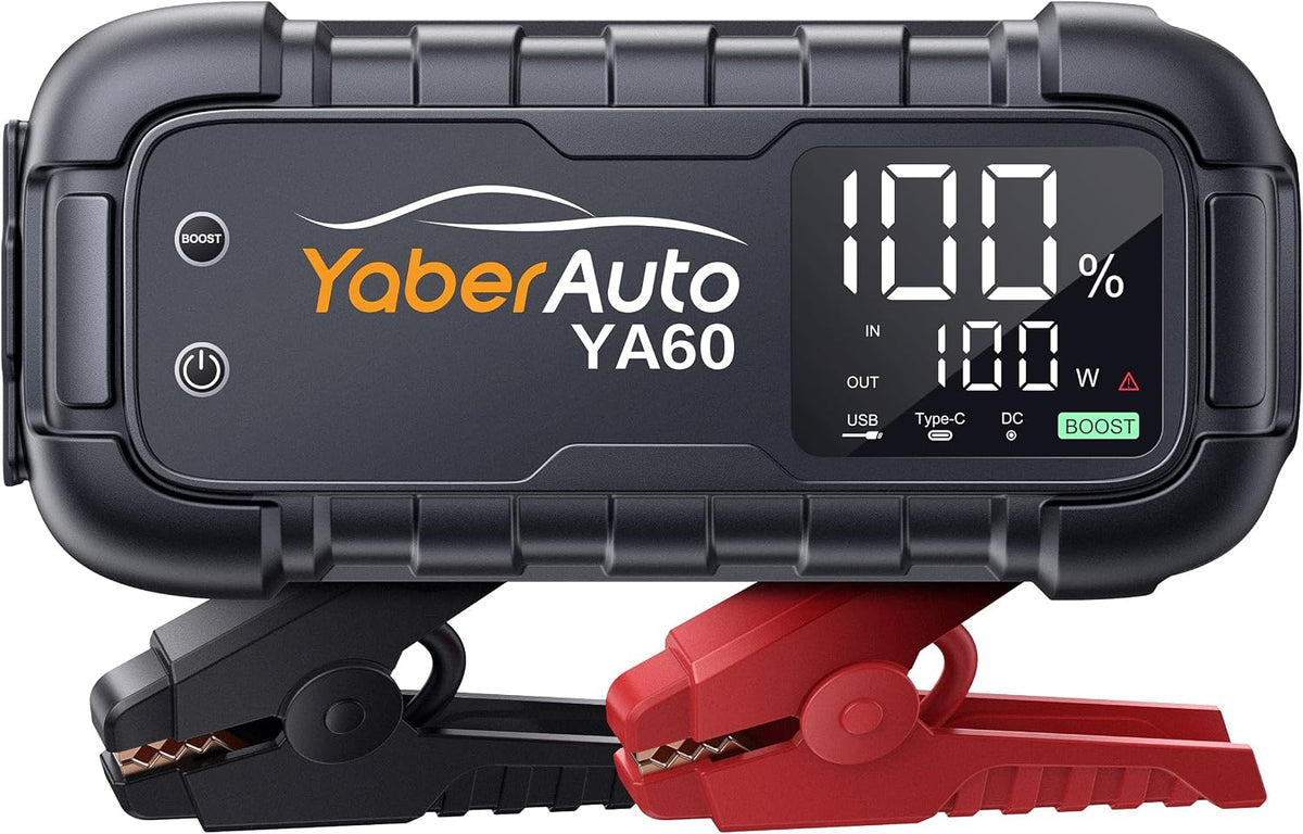 YaberAuto 8000A Jump Starter 99Wh 65W Fast Charging (All Gas/12.0L Diesel)