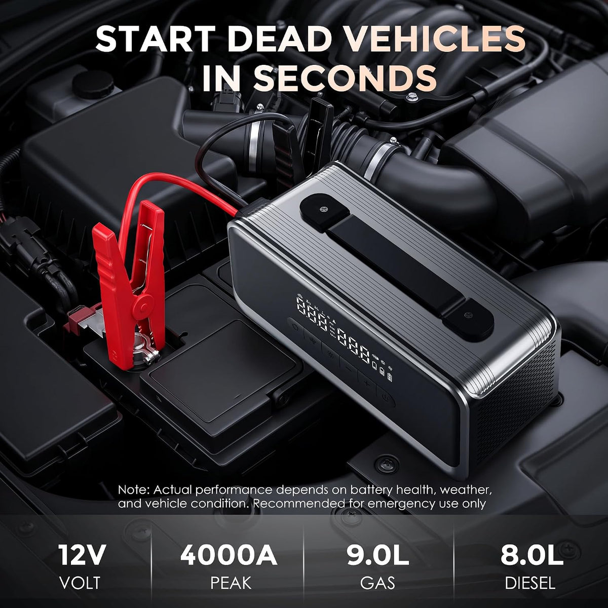 Jump Starter with Air Compressor, Car Battery Jumper Starter Portable 4000A