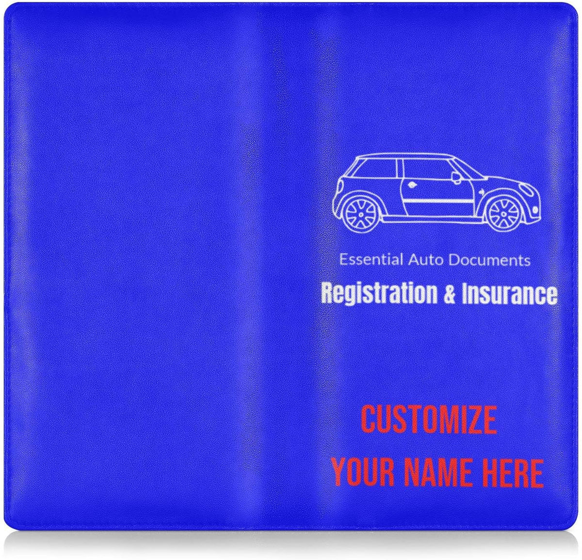 Custom Car Registration and Insurance Card Holder Personalized Leather Glove Box Organize Men Women Wallet Accessories Case for Cards, Essential Document Driver License Blue