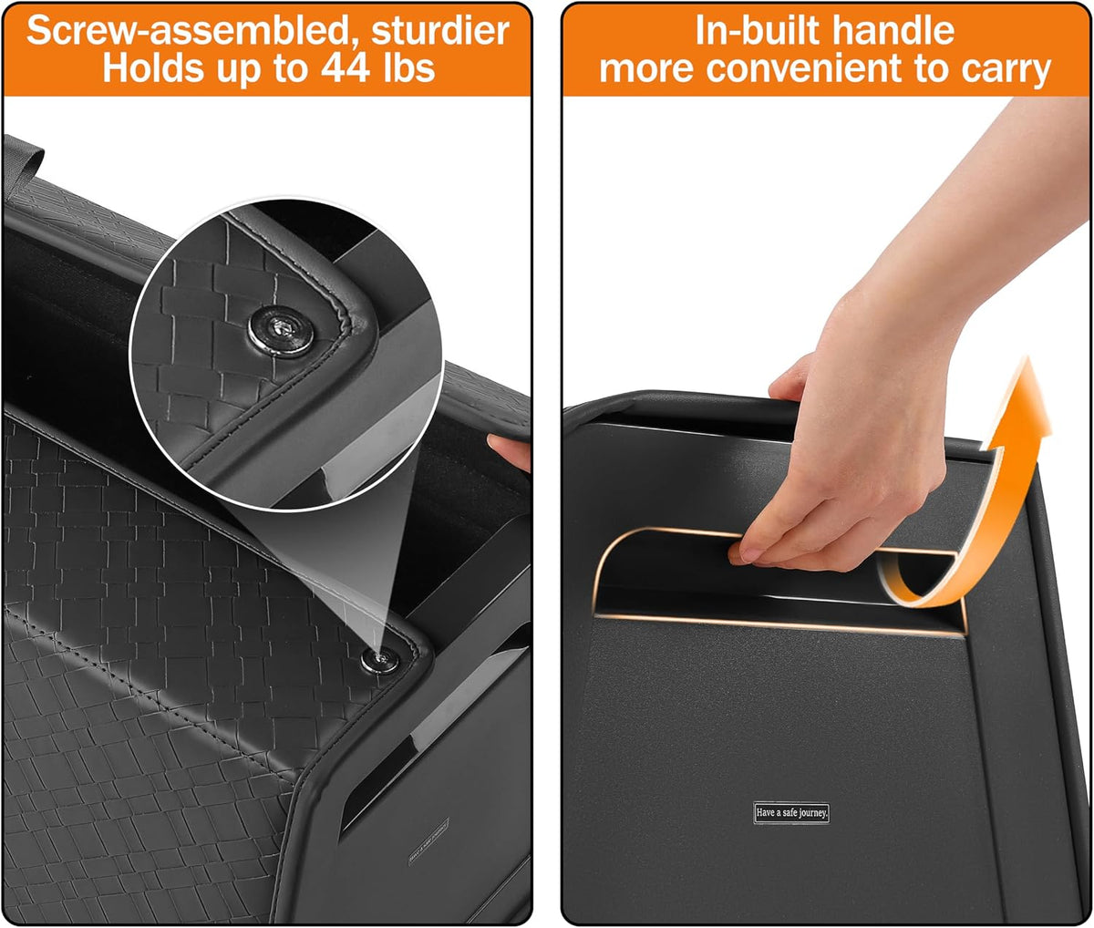 Trunk Organizer for suv,car storage organizer,lid Box,PU Leather & PP Honeycomb Board,Fixed with screws extremely sturdy,Collapsible and Adjustable(Reinforced: 15"L×13"W×12.4"H, 40lbs, 2K in³)