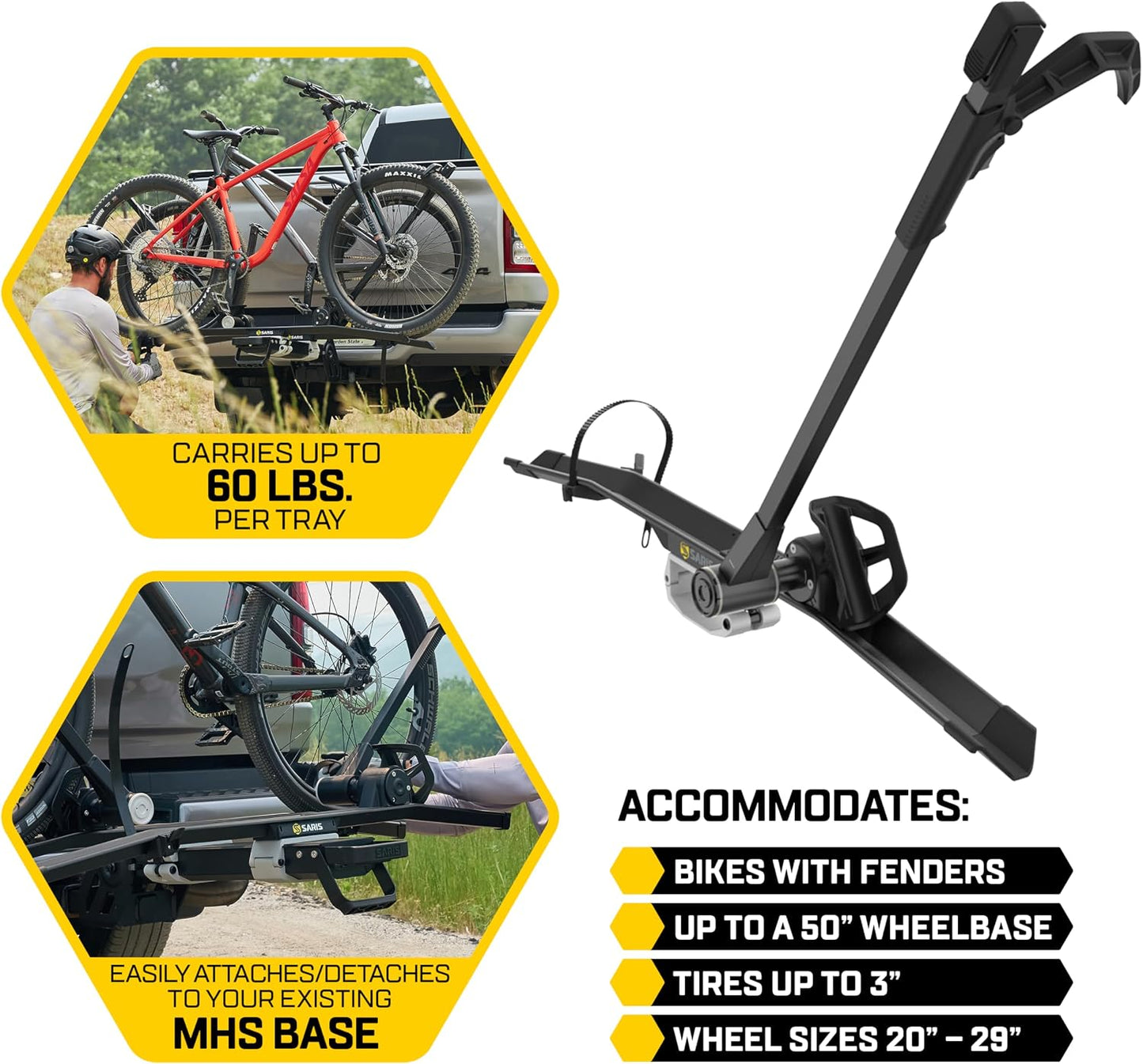 Saris MHS Bike Carrier Modular Hitch System for Cars, Trucks and SUVs, Precision Machined Aluminum Bike Rack