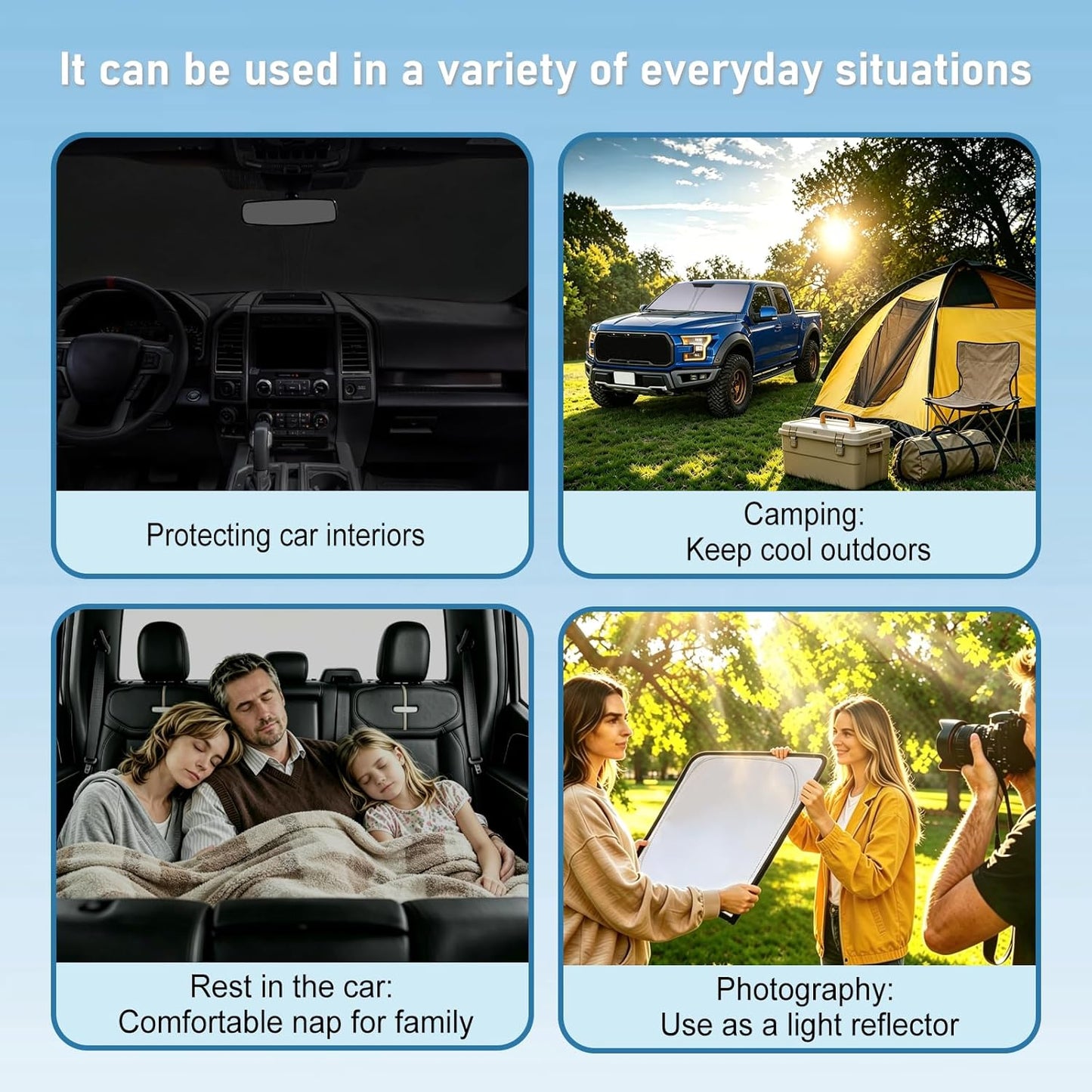 Windshield Sun Shade Compatible with 2015-2020 Ford F150 Accessories,Foldable Front Sun Visor,F-150 Sunshade,Fits Lariat,King Ranch,Platinum,XL,XLT,Limited and Raptor Model