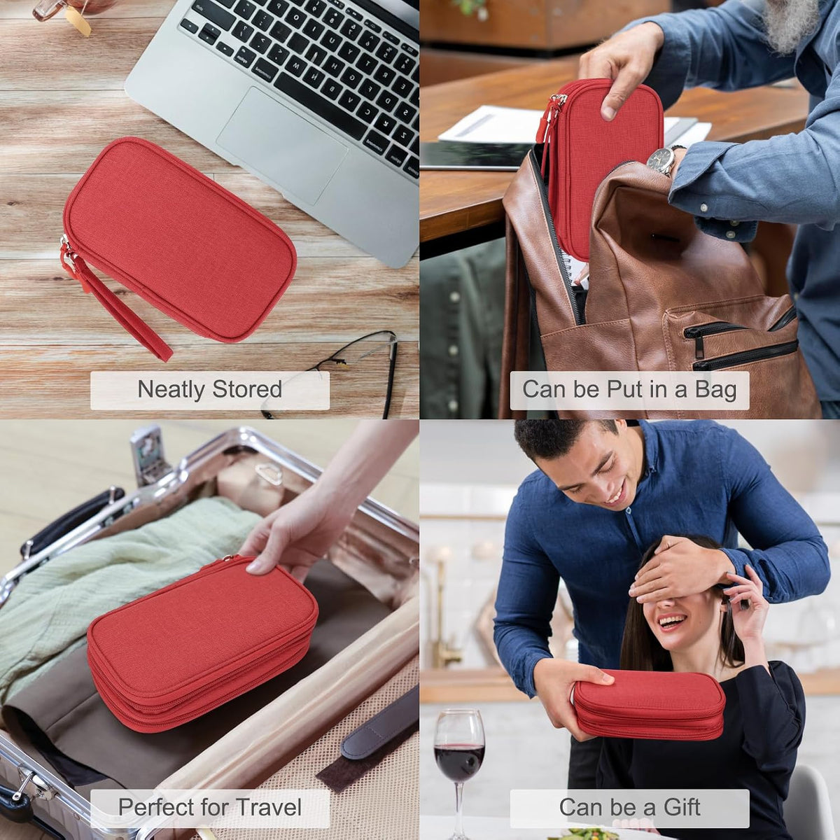 FYY Electronic Organizer, Travel Tech Pouch Bag, Cable Organizer Red