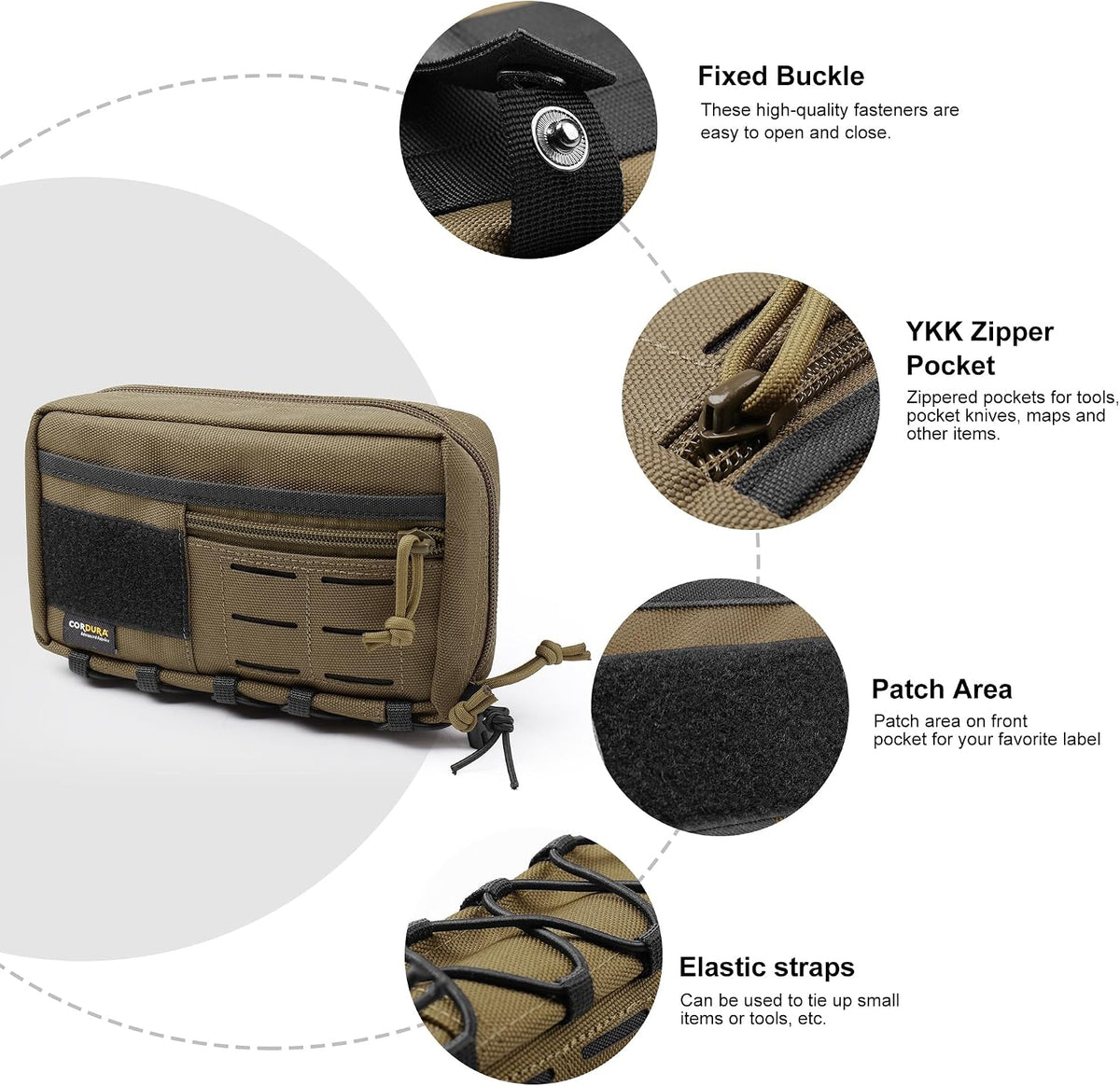 Mardingtop 600D/Cordura Tactical Molle Utility Pouch, Small Military Admin EDC Tool Organizer Bag