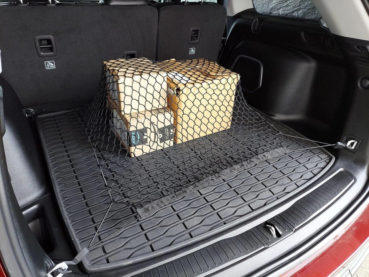 Rear Trunk Organizer Cargo Net for Jeep Grand Cherokee L WL 2021-2026 – Floor Style Cargo Net for SUV – Premium Mesh Car Trunk Organizer – Compatible with Jeep Grand Cherokee L WL