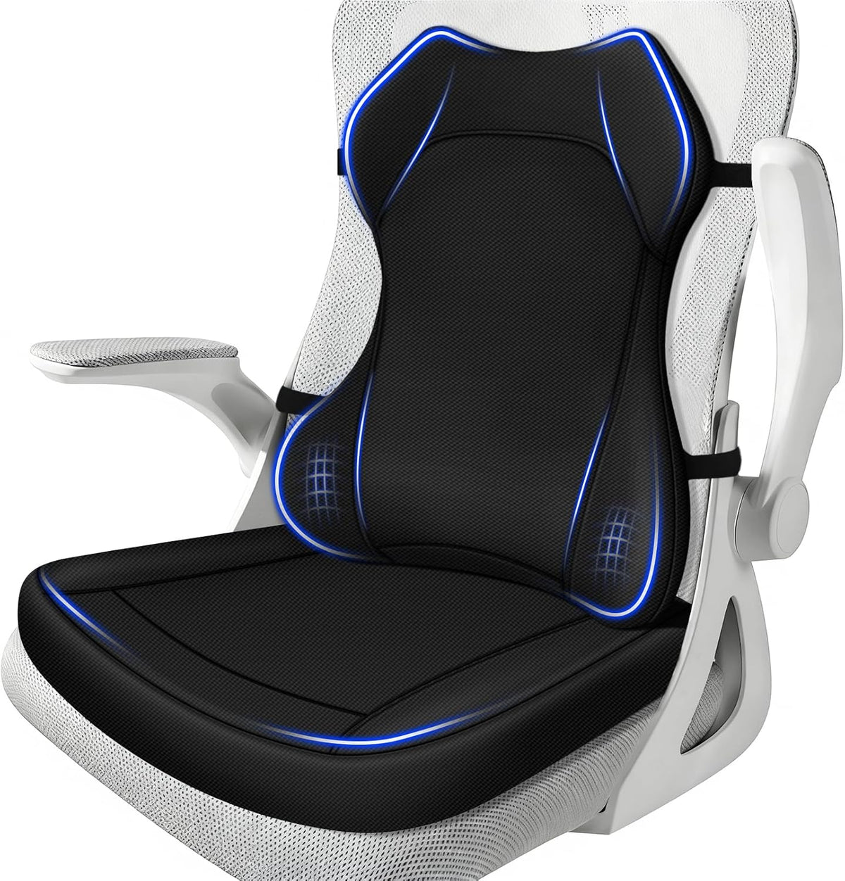 Seat Cushion,Lumbar Support Pillow for Office Chair,Ergonomic Memory Foam Back Support Pillow, High Density Foam Chair Cushion for Sciatica Pain Relief Coccyx Pad for Chair,Car,Desk,Black