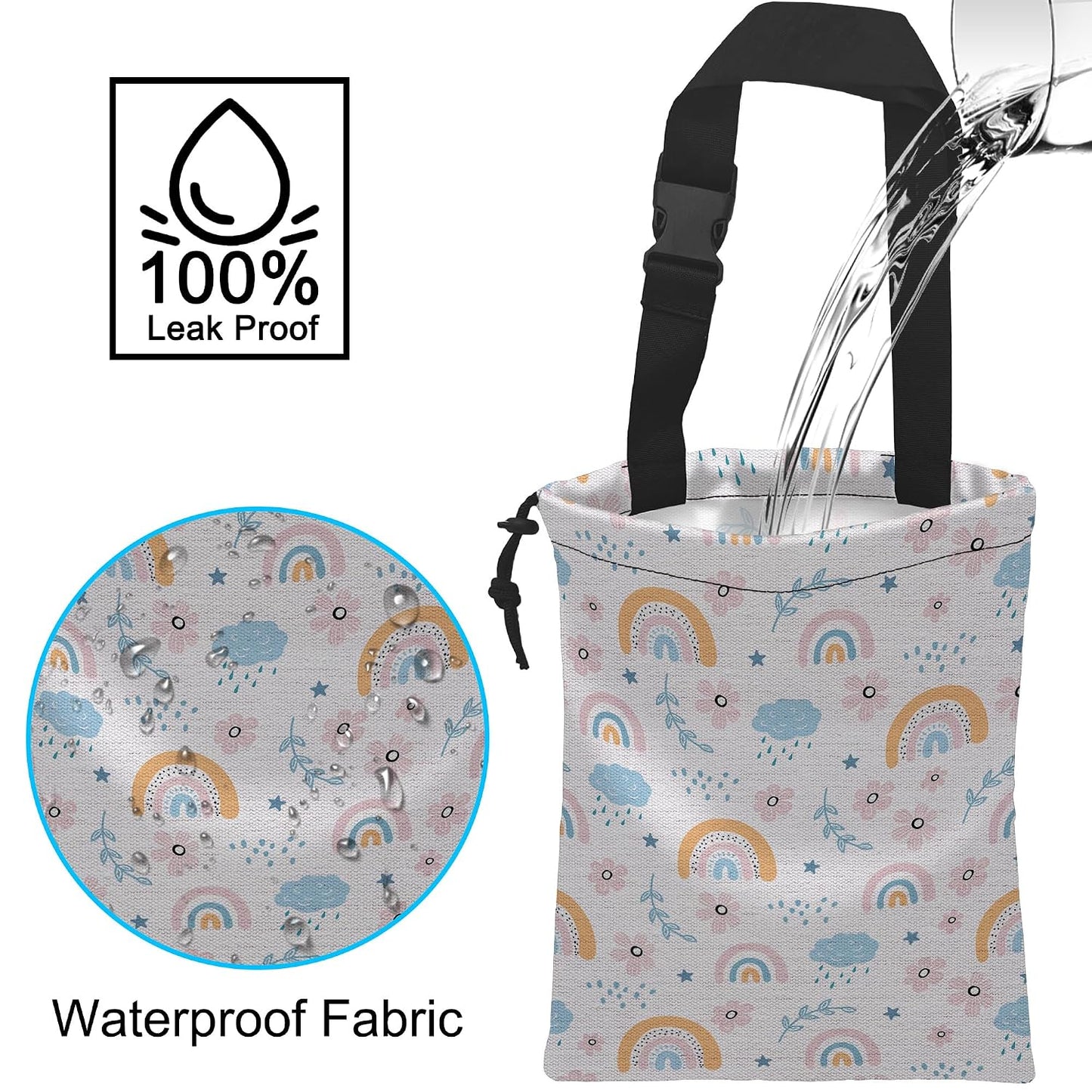 Car Trash Bag Hanging Cloud Rainbow Flower Car Trash Can Waterproof Garbage Bag Hanging for Car Back Seat