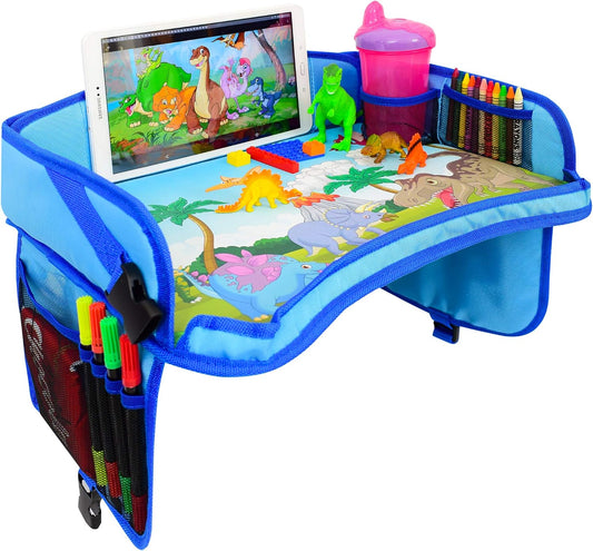 ecoZen Lifestyle Kids Travel Tray & Toddler Lap Desk Organizer - Airplane and Car Seat Table for Road Trip Essentials - Airplane Must Haves for Toddlers - Carseat Tray Kid Travel - Lap Table