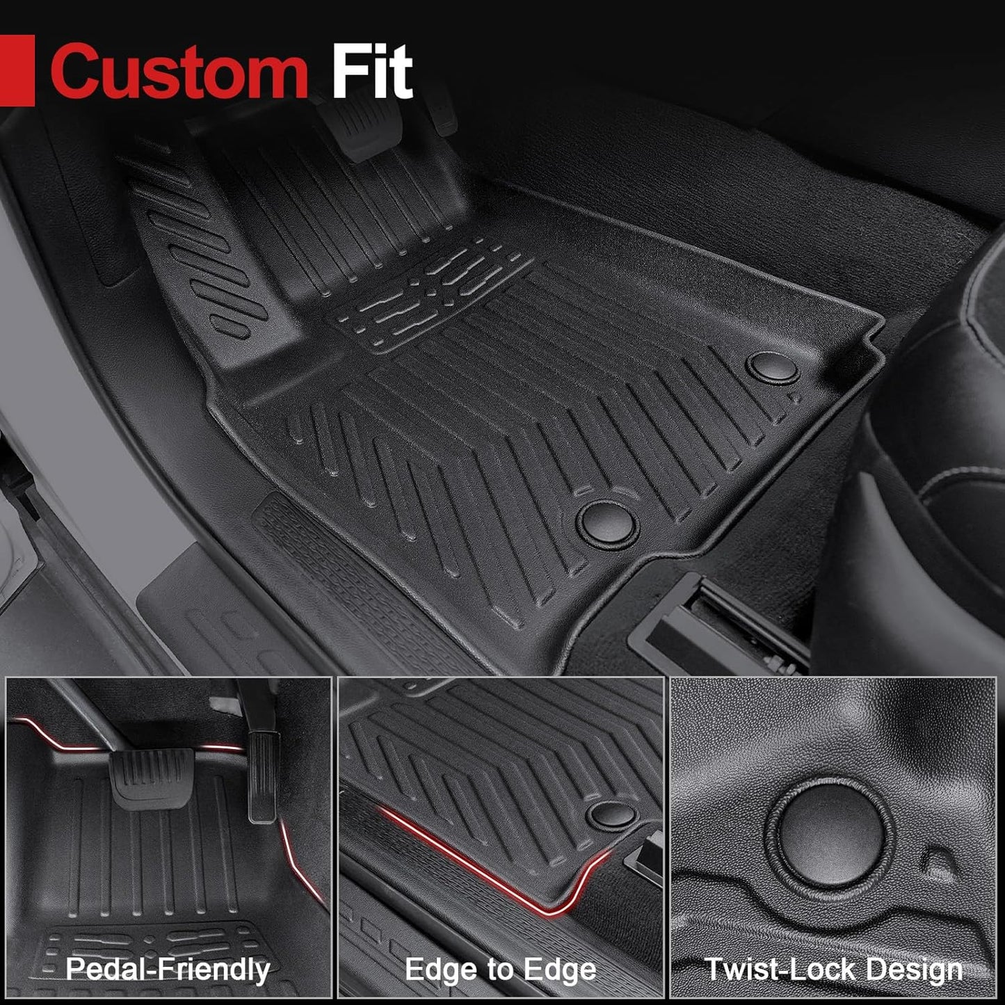 Floor Mats for 2021-2025 2026 Jeep Grand Cherokee L (6-Seater w/o 2nd Row Center Armrest Only), TPE All Weather Protection Durable Trunk Cargo Mat for Jeep Grand Cherokee L Accessories