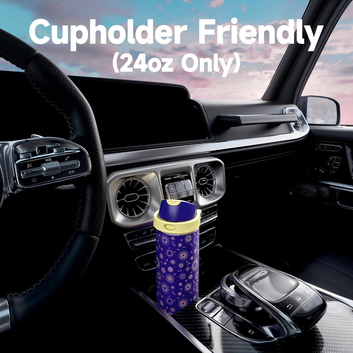 24 oz Insulated Water Bottle for Men: Meoky Stainless Steel Water Bottle with 2-in-1 Straw and Spout Lid - Leak Proof, Cold for 24 Hours, Fits in Car Cup Holder, BPA-Free for Sports Travel, Destiny