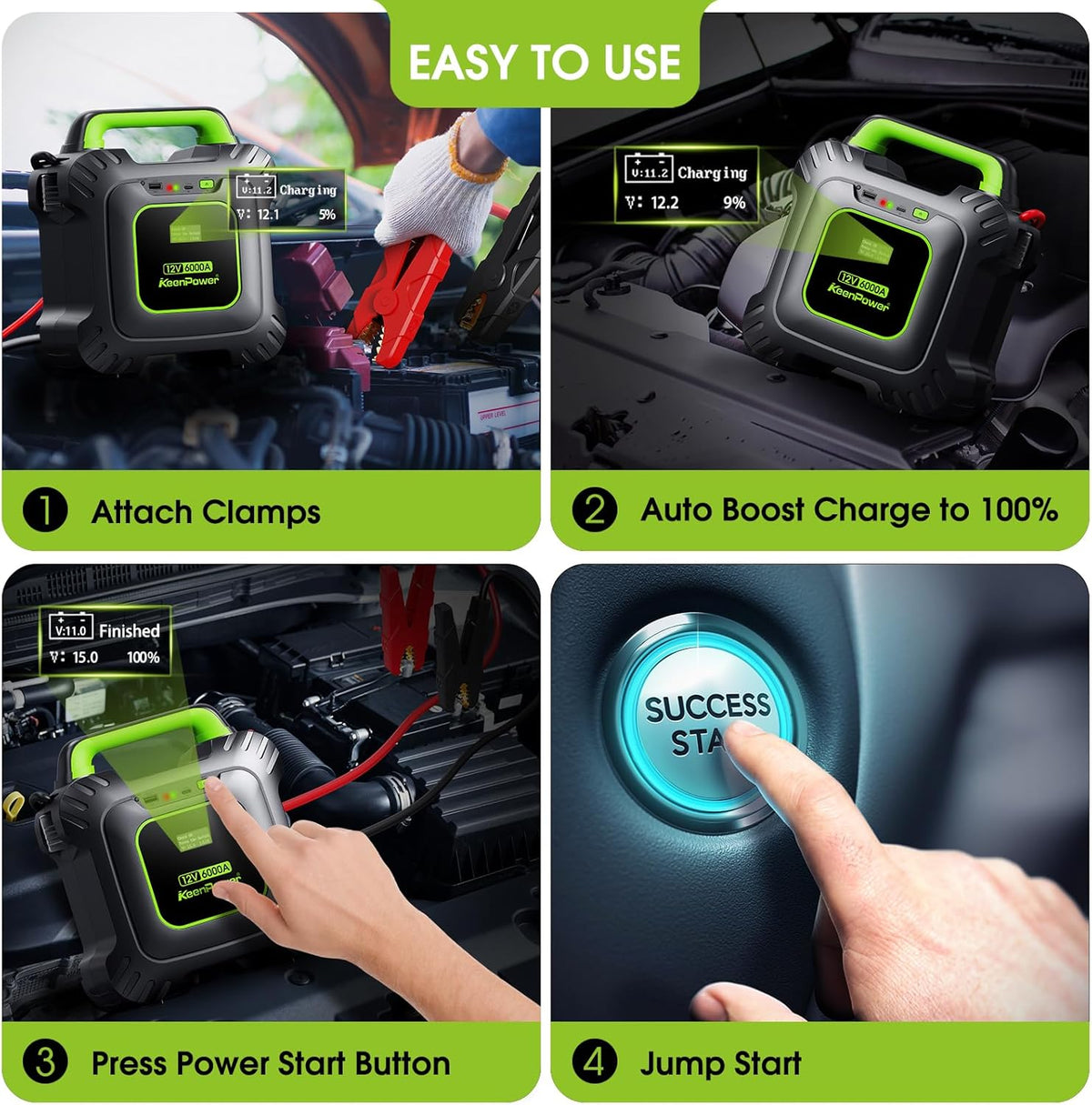 KeenPower 6000A Super Capacitor Jump Starter for All 12V Cars, Jump Box