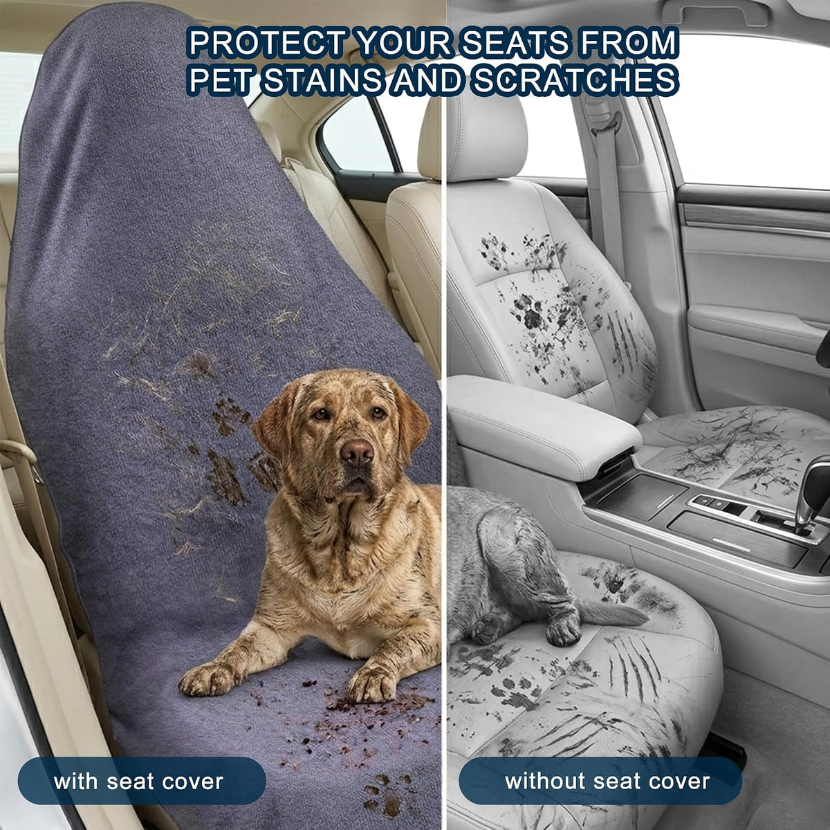 Car Seat Towel Cover, 2pcs Universal Front Seat Protector for Cars, SUVs and Trucks, Sweat Towel Car Seat Cover for Gym, Yoga, Swimming, Pets and Family Travel