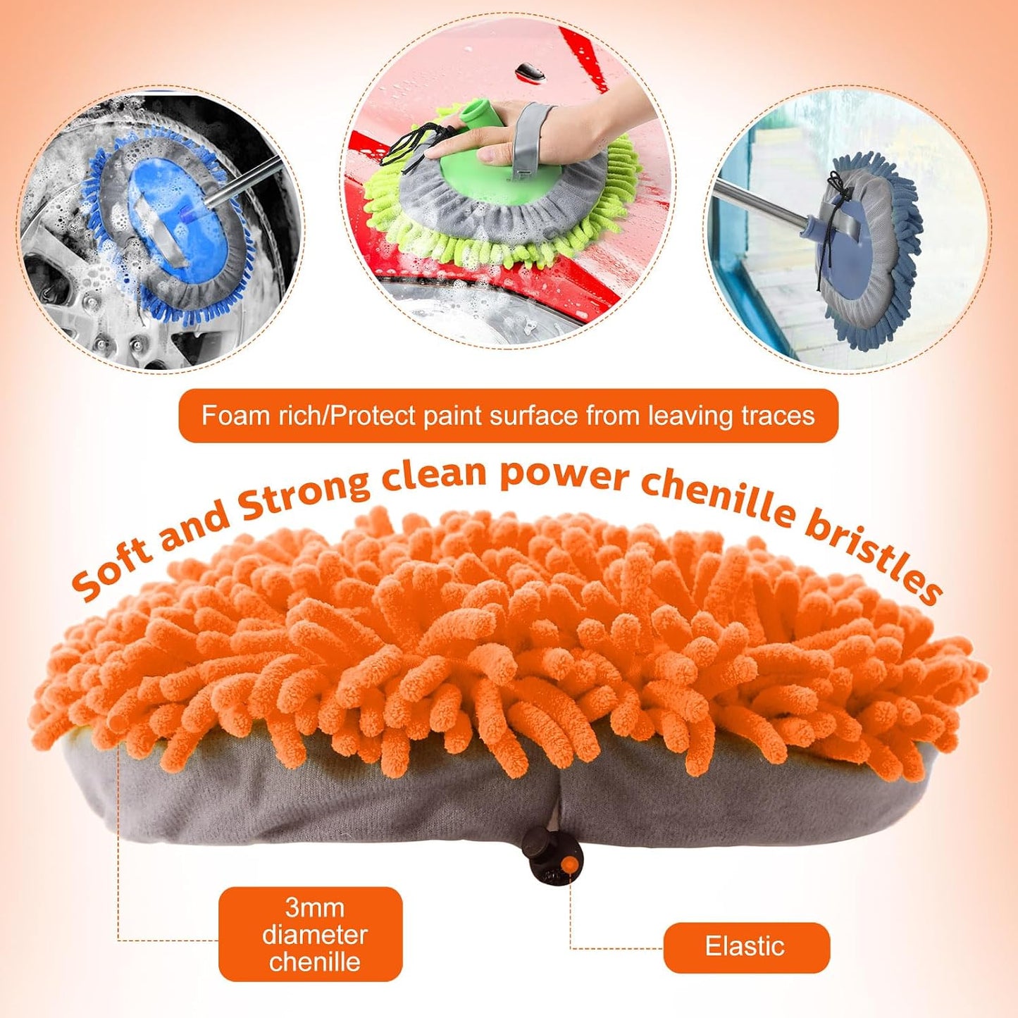 Layhit 10 Pcs Car Wash Mitt Set, Brush Not Included, Microfiber Mitt Cleaning Car Truck Washing Tools Kit RV Pickup Chenille Scratch Replacement (Multicolor)
