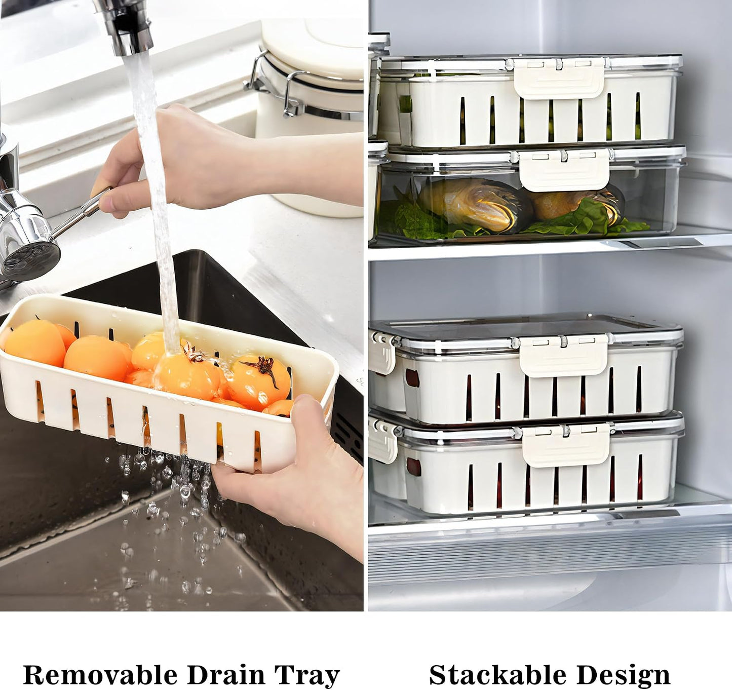 Divided Snackle Box with Lids Stackable Food Serving Tray for Fruit&Veggie Plastic Fridge Storage Container for Pantry Freezer Clear Snack Box for Meal Prep Candy Nuts Spice