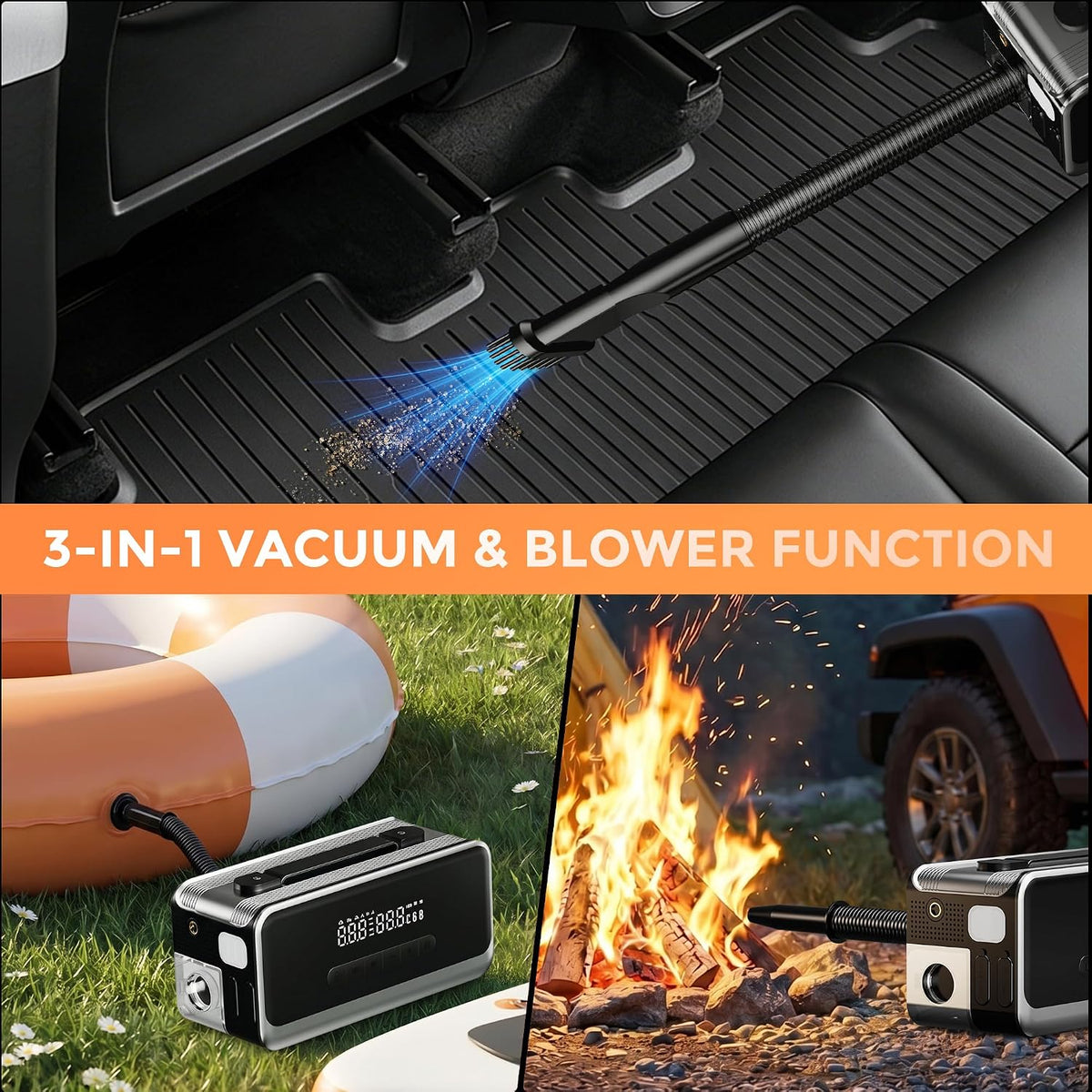 Jump Starter with Air Compressor, Car Battery Jumper Starter Portable 4000A