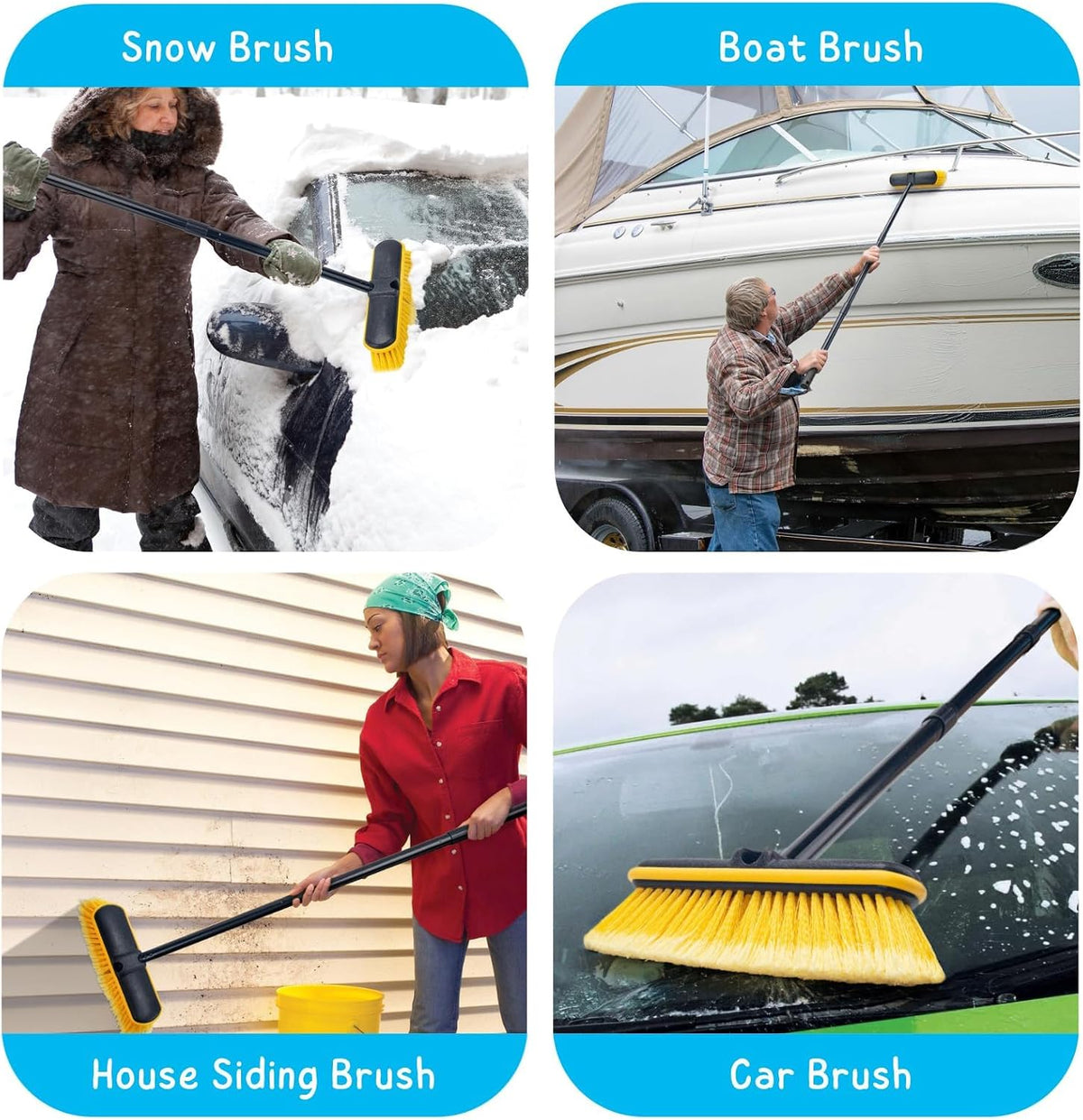 Car Wash Brush with Long Handle, 55'' Soft Bristle Vehicles Washing Tool