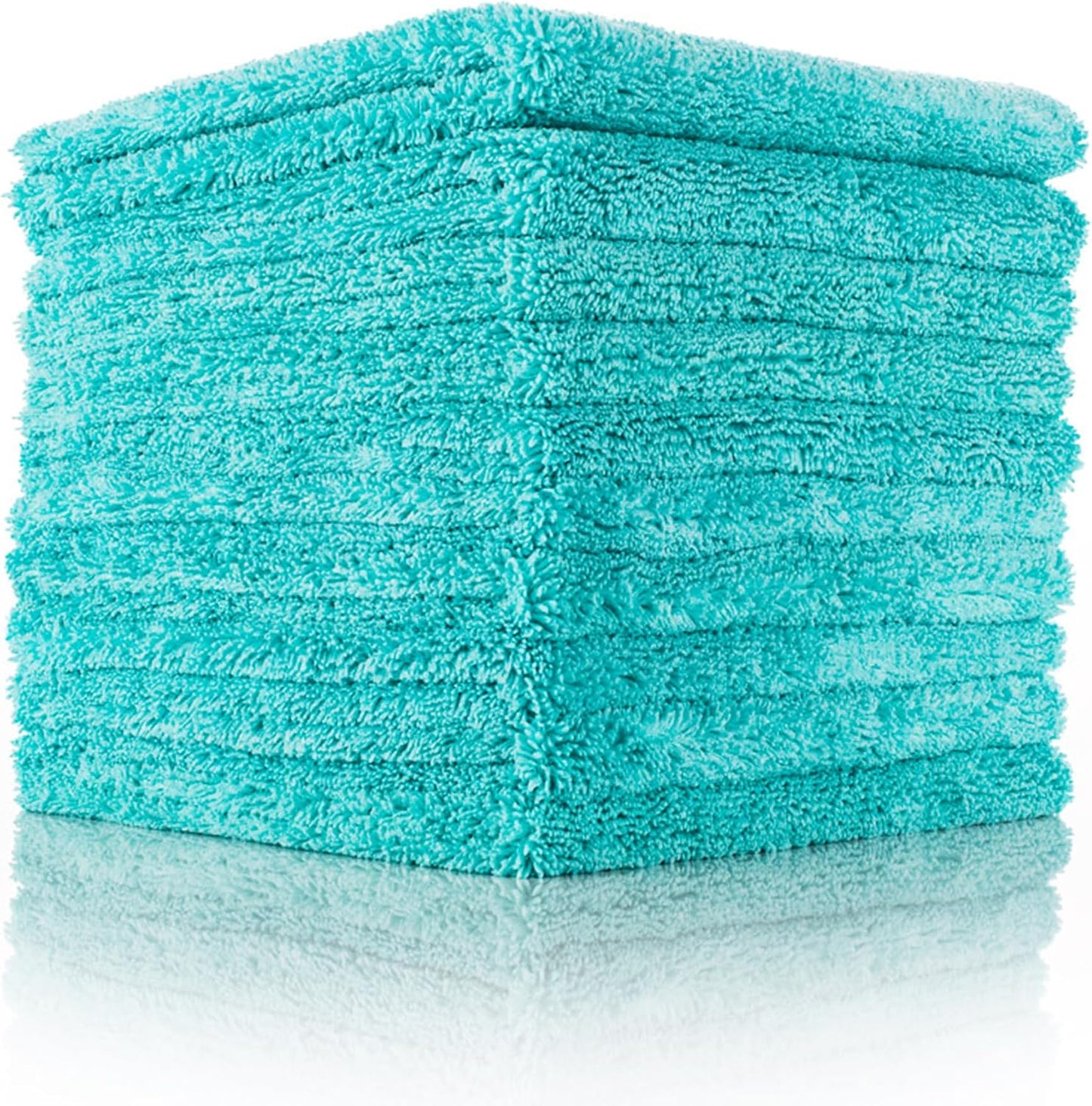 The Rag Company - The Creature Edgeless Microfiber Detailing Towels – 420GSM Professional Grade All-Purpose Cloths for Wax, Polish, & Sealant Removal, Teal, 16in x 16in (10-Pack)