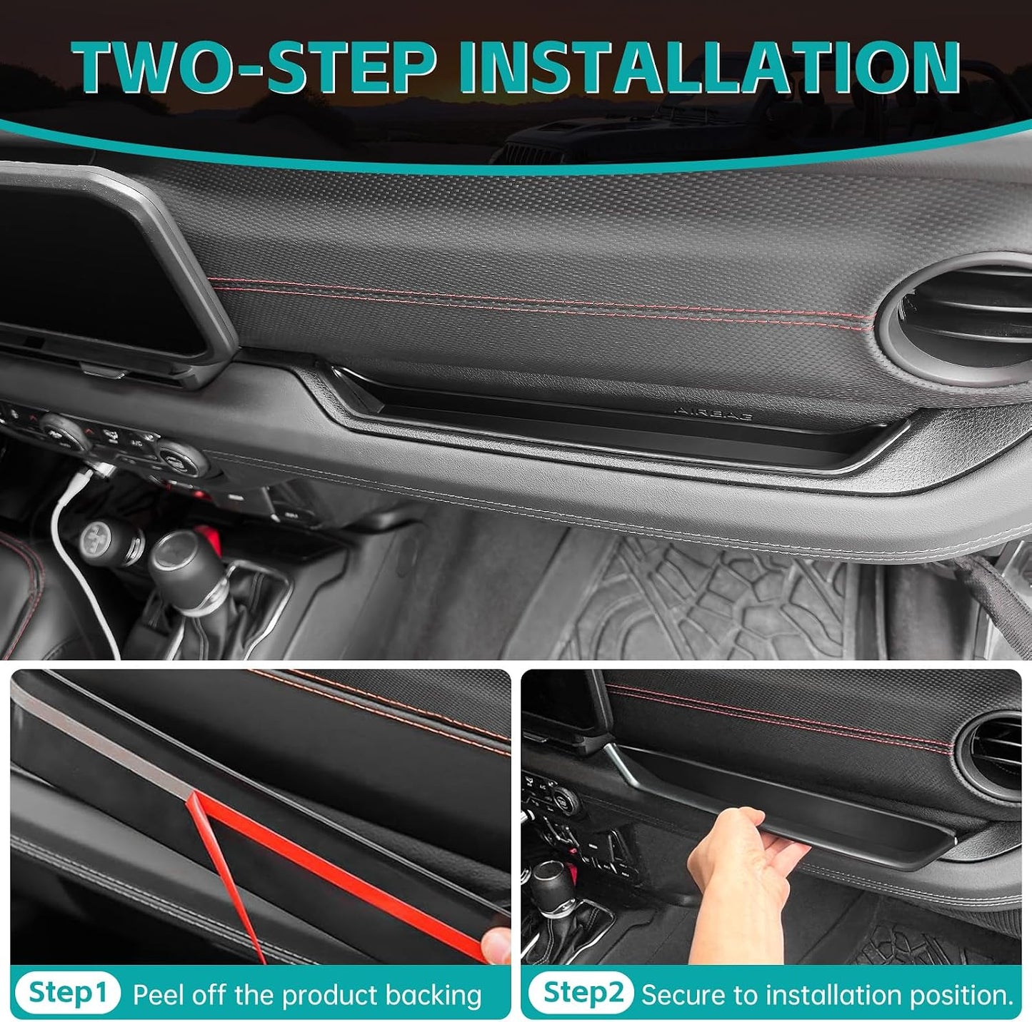 Grab Bar Tray Organizer Compatible with 2018-2023 Jeep Wangler JL JLU 4XE Rubicon Sahara & Gladiator JT Accessories, Passenger Side Grab Handle Storage Box, Interior GrabTray Accessories