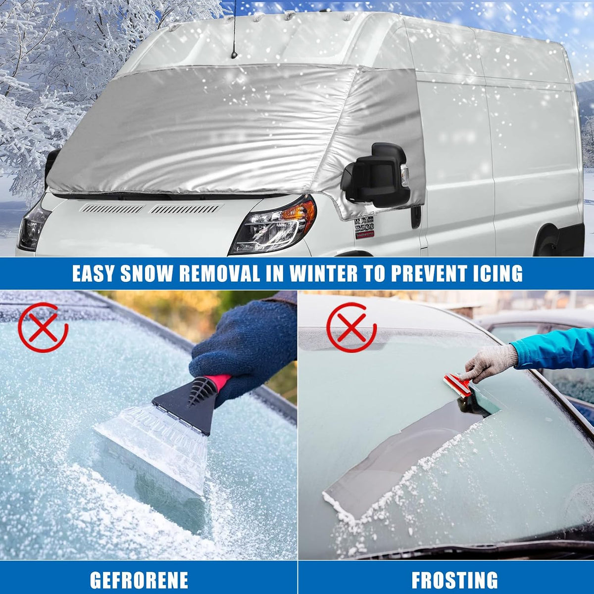Silver RV Windshield Cover for Ram ProMaster 2014-2026